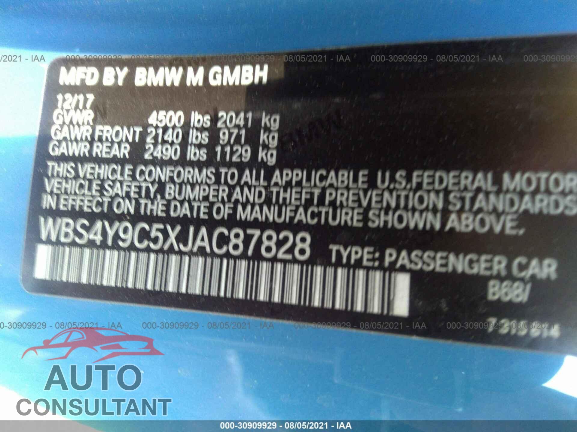 BMW M4 2018 - WBS4Y9C5XJAC87828