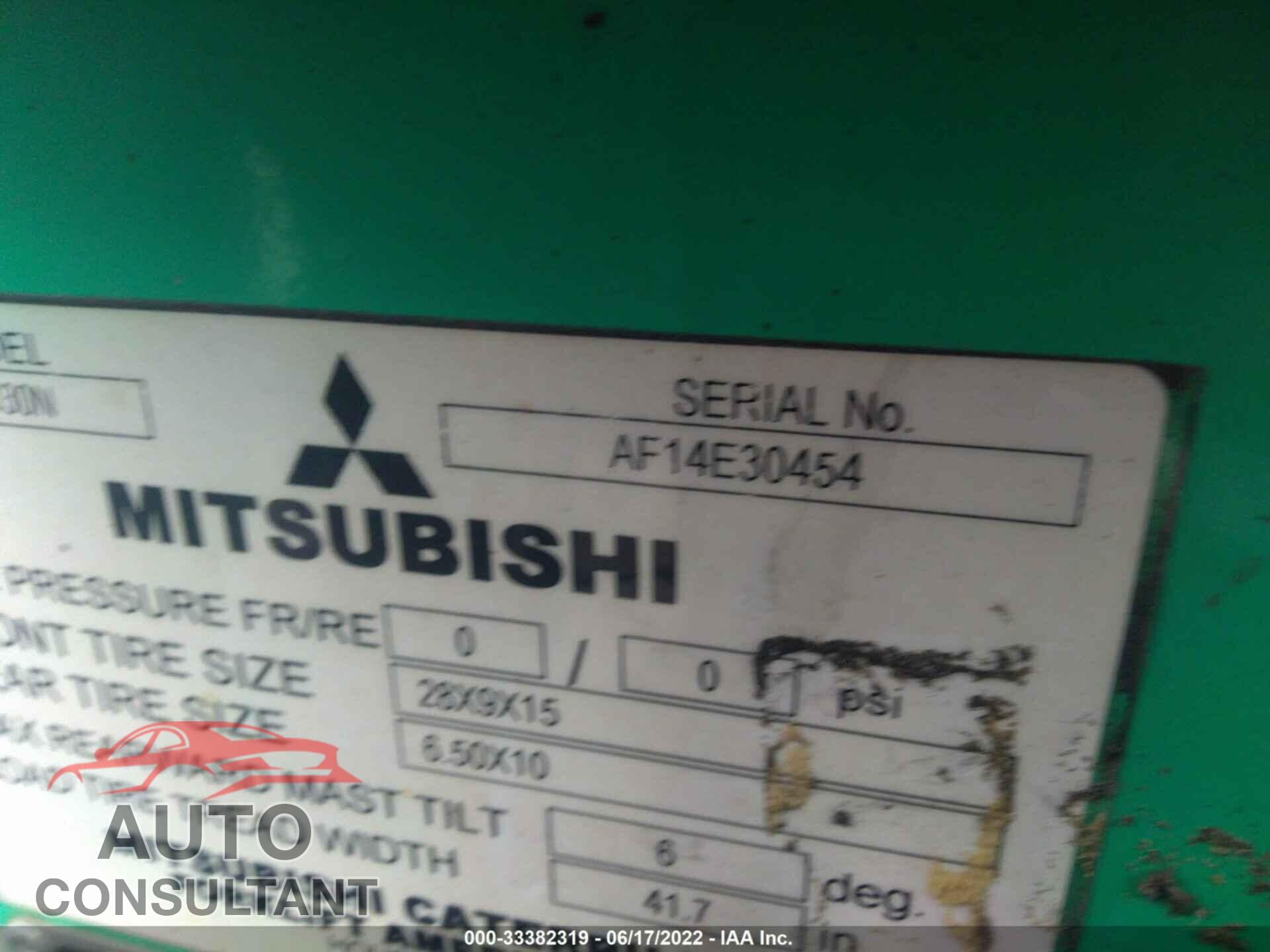 MITSUBISHI FORKLIFT 2016 - AF14E30454       