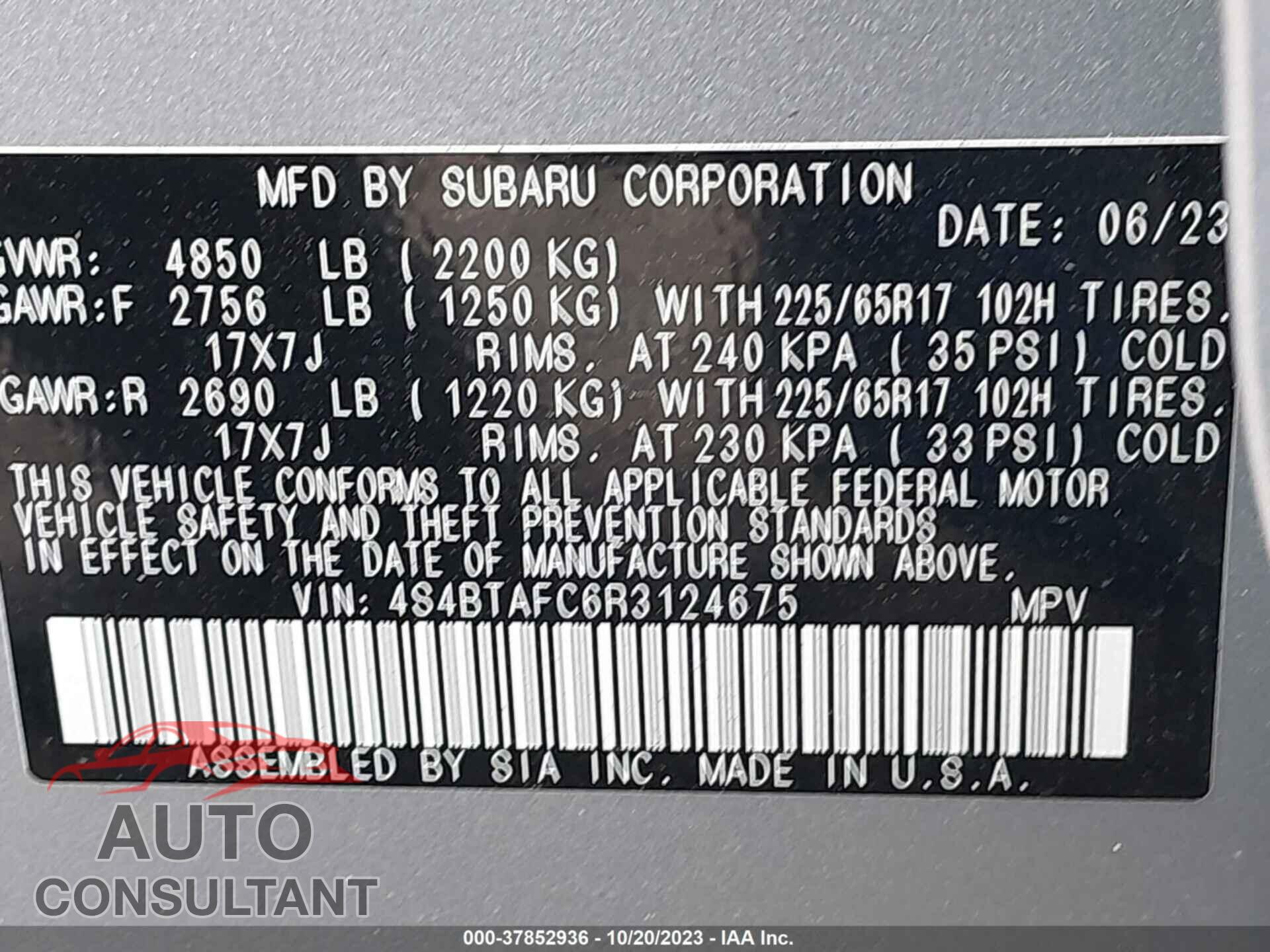 SUBARU OUTBACK 2024 - 4S4BTAFC6R3124675