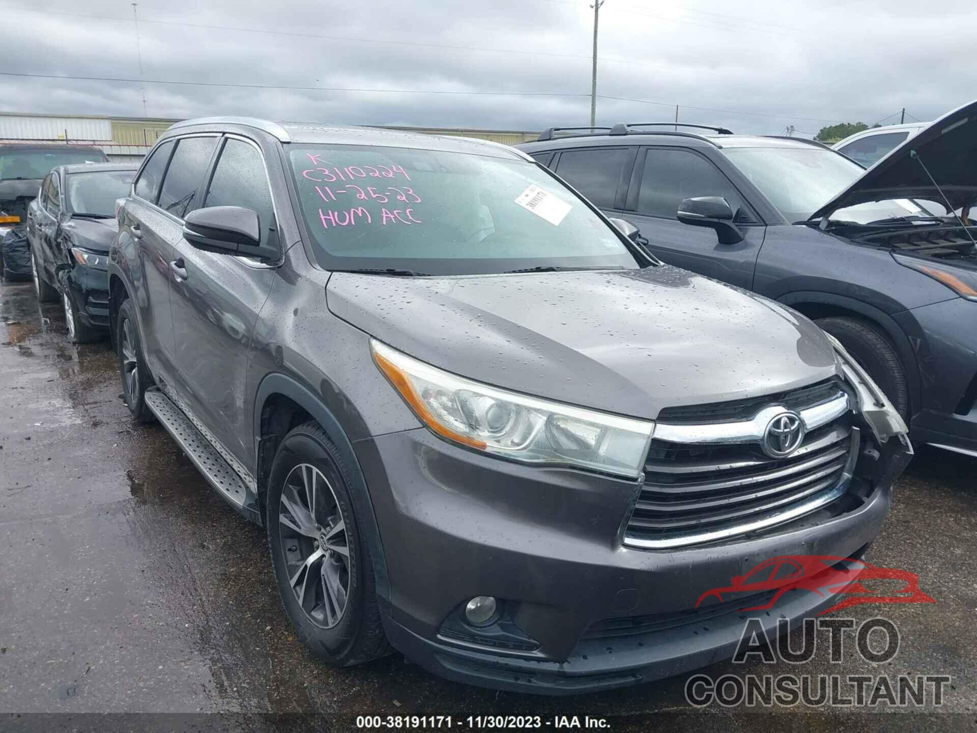 TOYOTA HIGHLANDER 2016 - 5TDKKRFHXGS150323