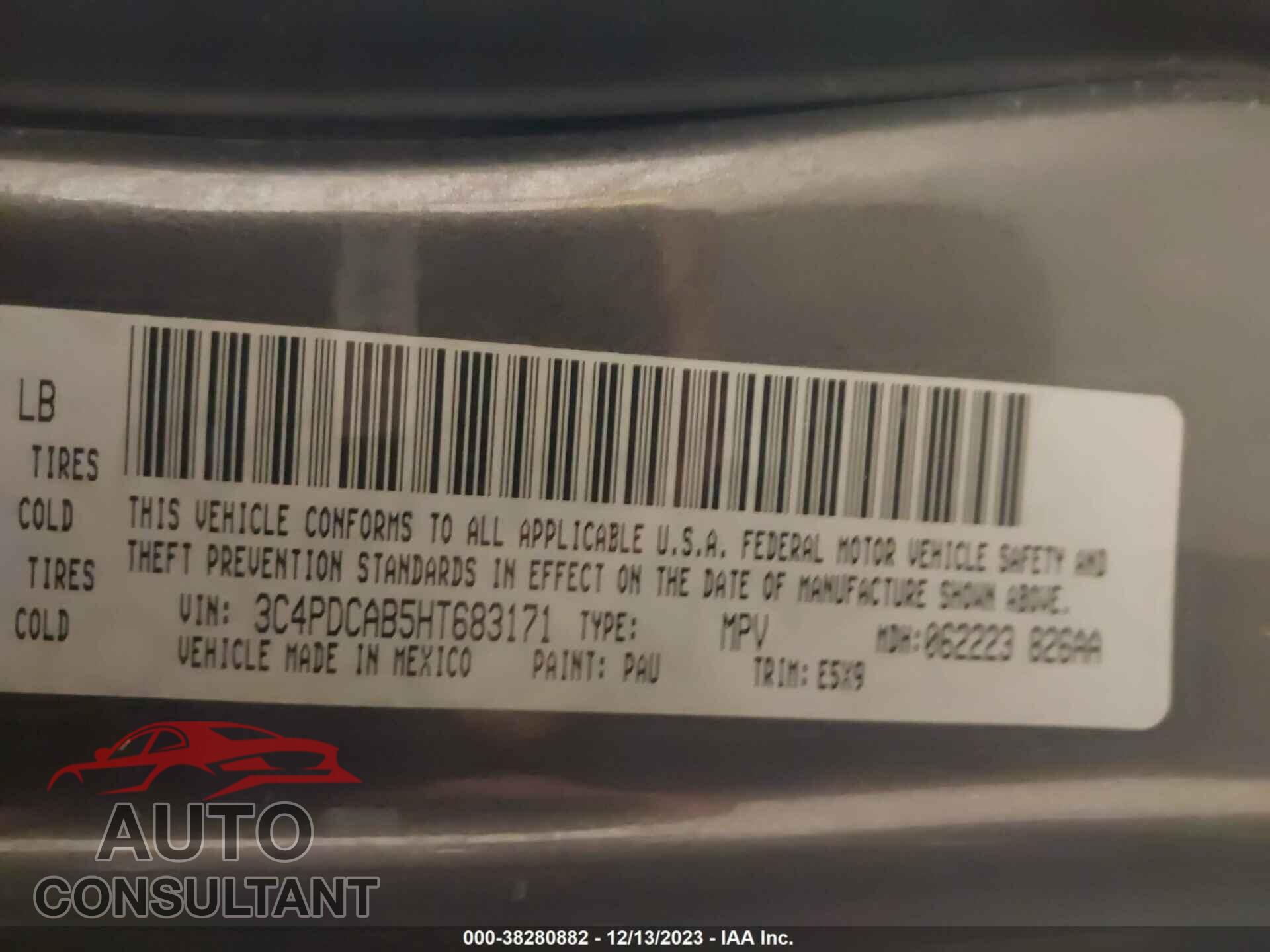 DODGE JOURNEY 2017 - 3C4PDCAB5HT683171