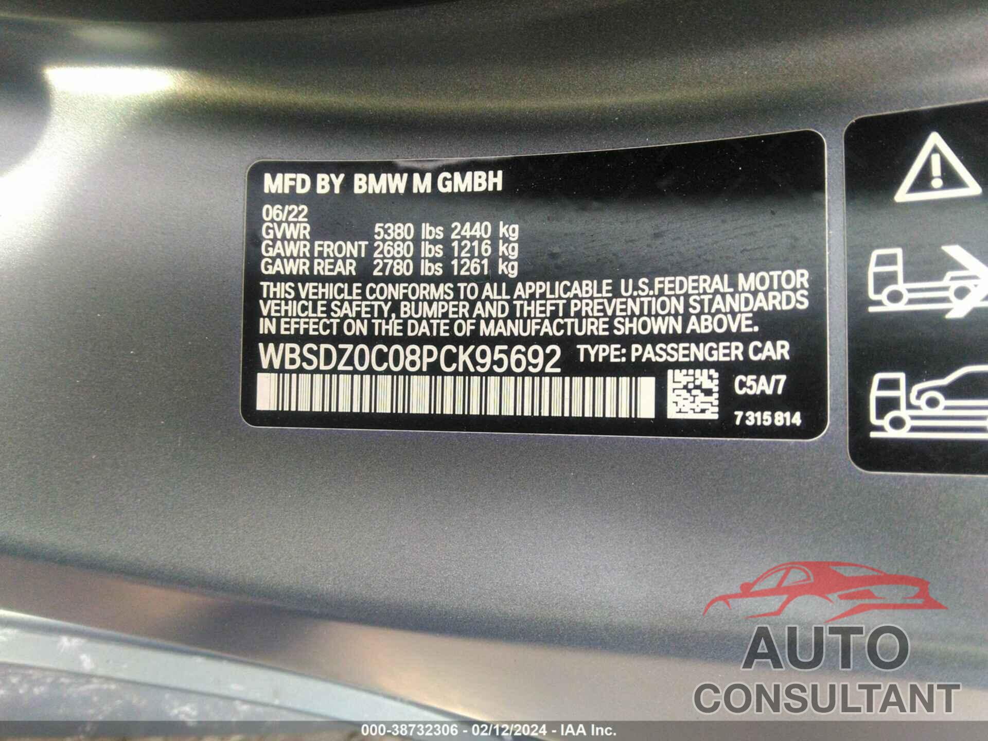 BMW M8 CABRIOLET 2023 - WBSDZ0C08PCK95692