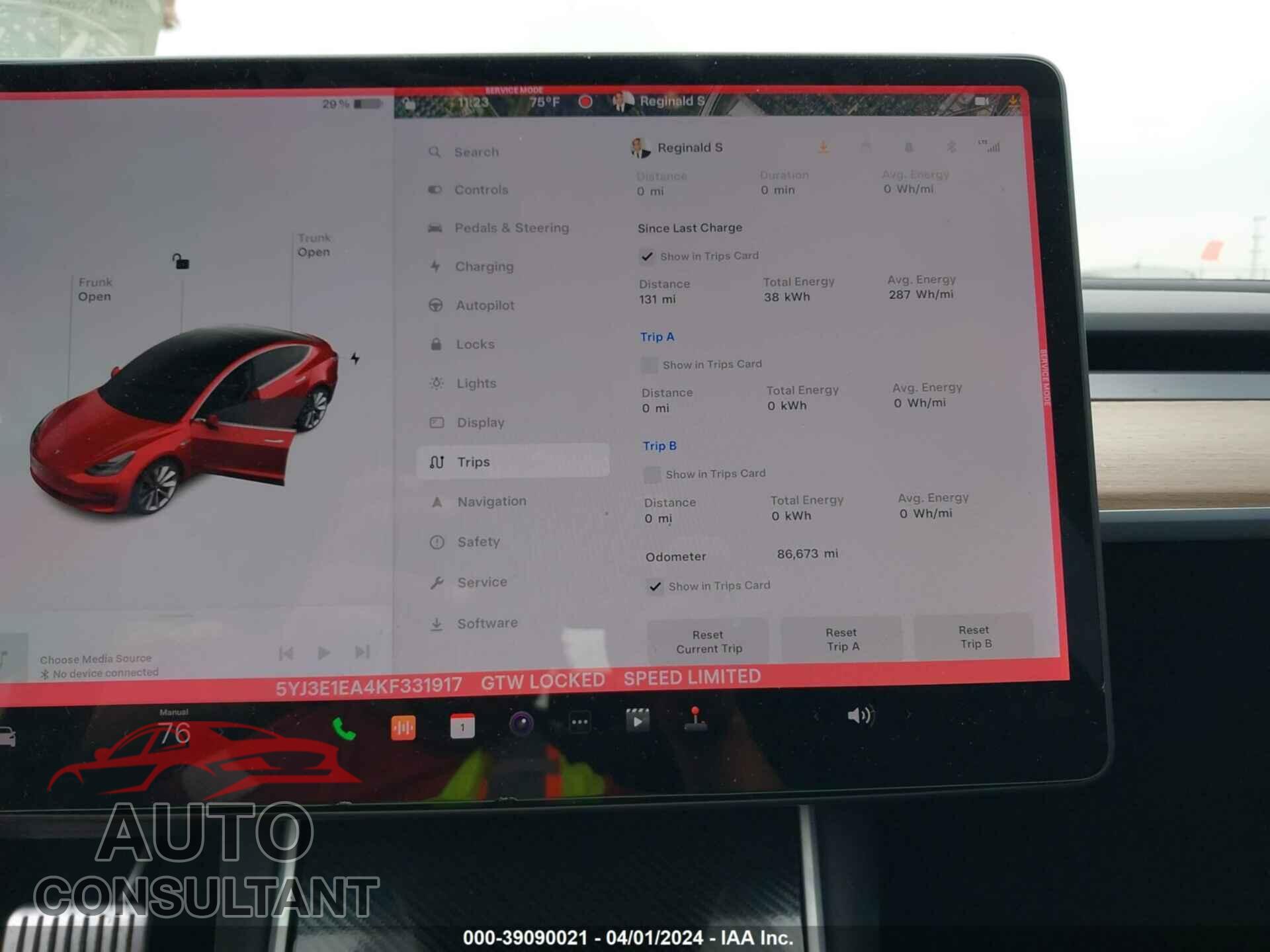 TESLA MODEL 3 2019 - 5YJ3E1EA4KF331917