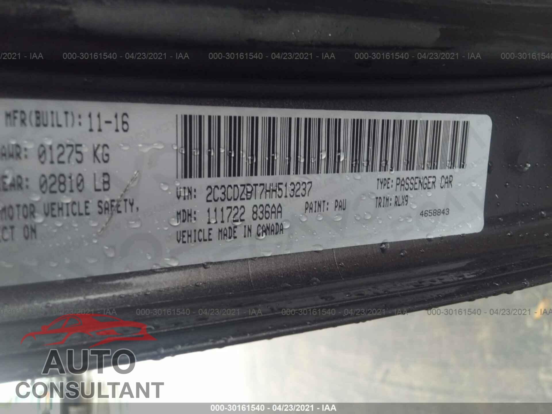 DODGE CHALLENGER 2017 - 2C3CDZBT7HH513237