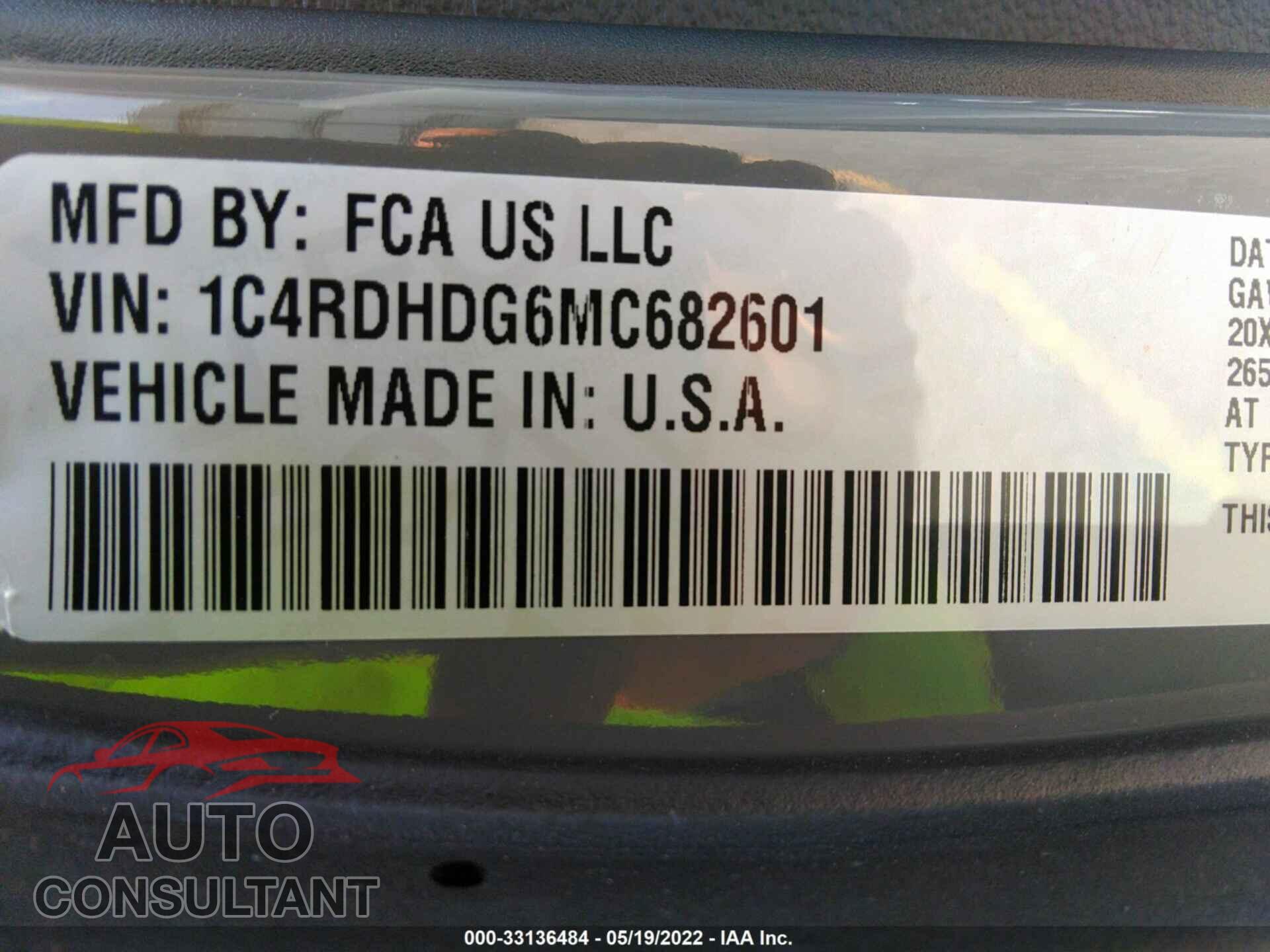 DODGE DURANGO 2021 - 1C4RDHDG6MC682601