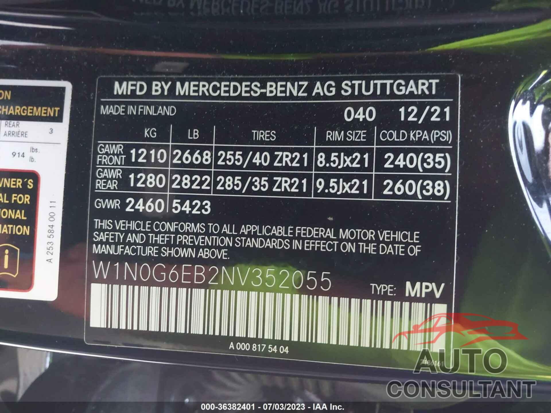 MERCEDES-BENZ GLC 2022 - W1N0G6EB2NV352055