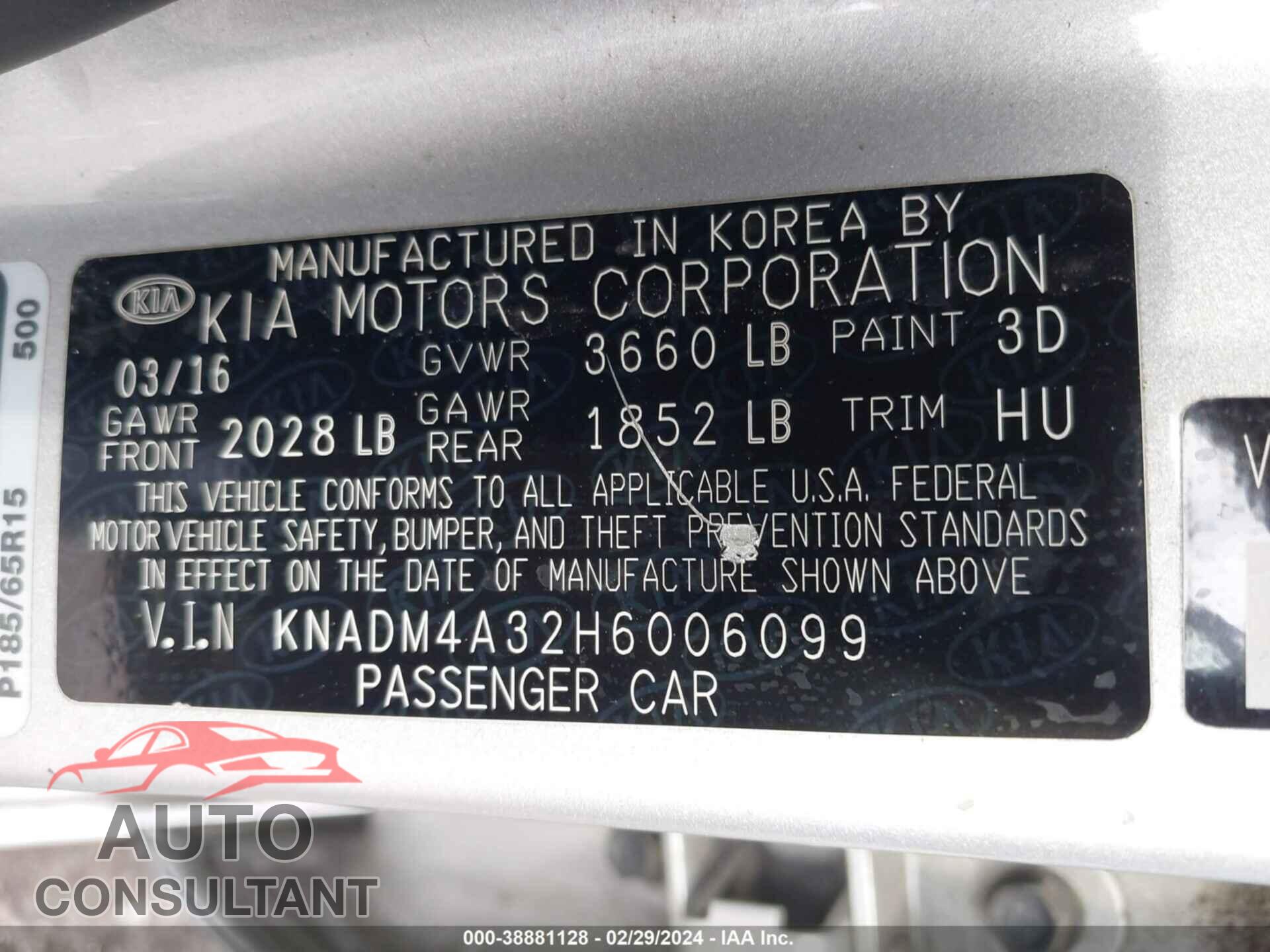 KIA RIO 2017 - KNADM4A32H6006099