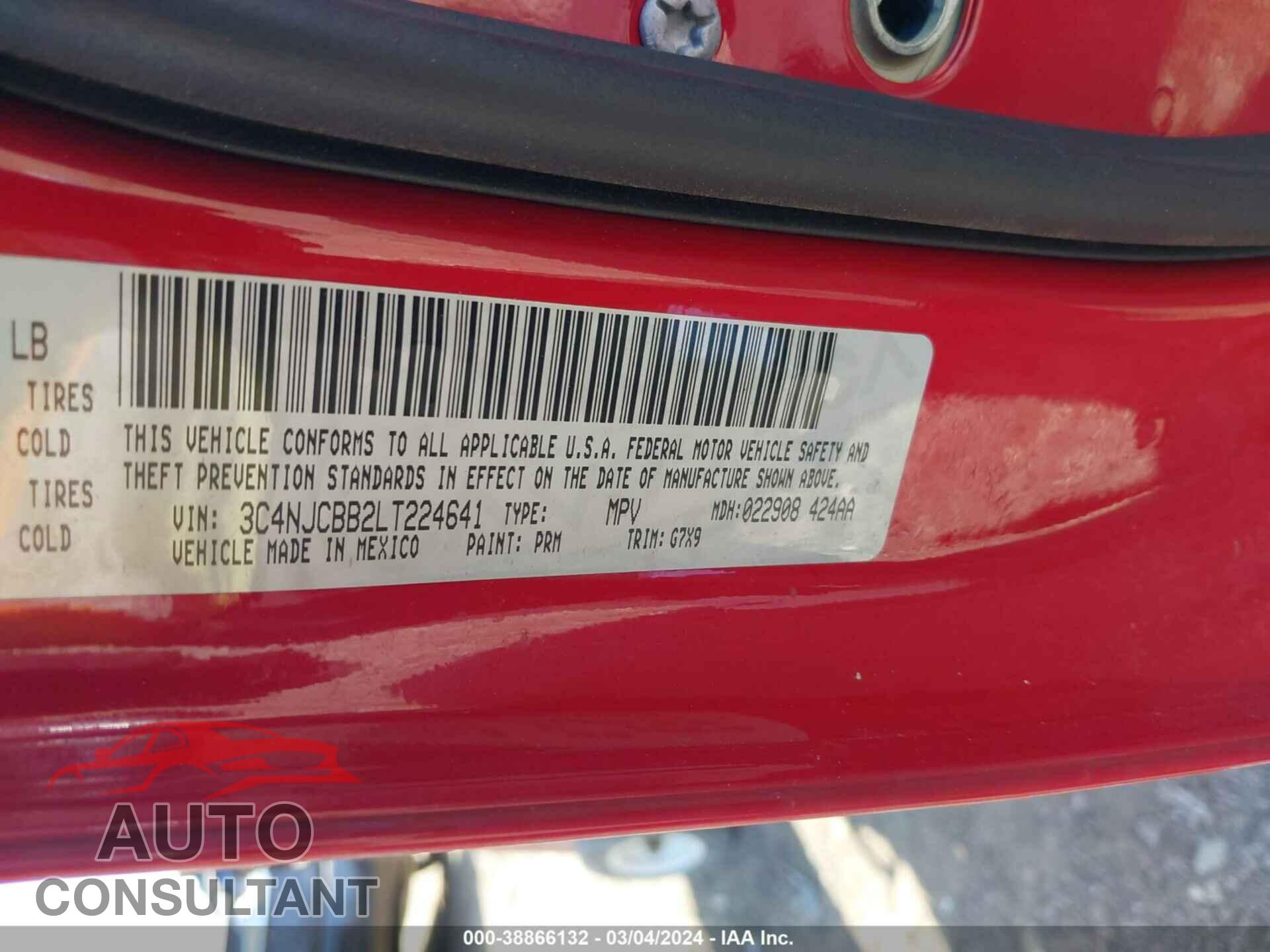 JEEP COMPASS 2020 - 3C4NJCBB2LT224641