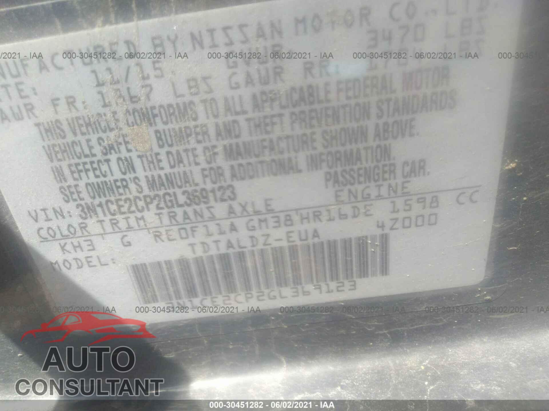 NISSAN VERSA NOTE 2016 - 3N1CE2CP2GL369123