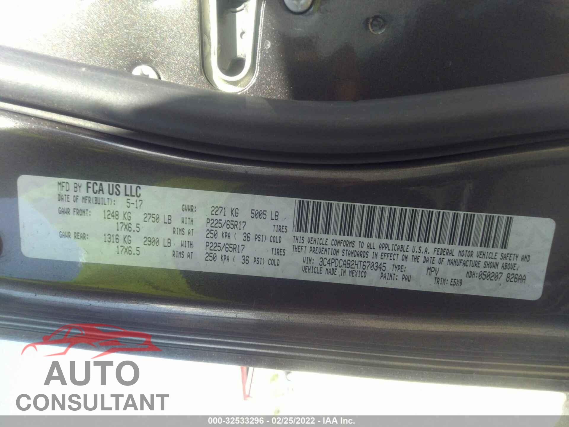 DODGE JOURNEY 2017 - 3C4PDCAB2HT670345