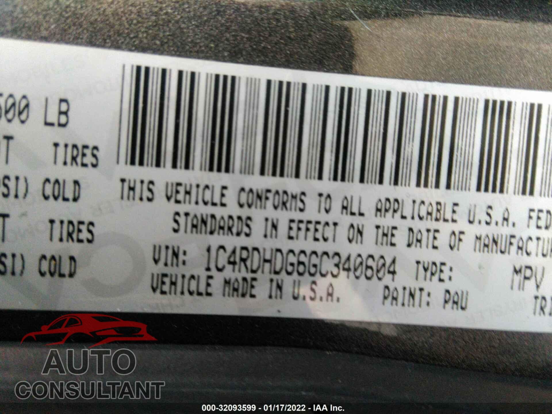 DODGE DURANGO 2016 - 1C4RDHDG6GC340604