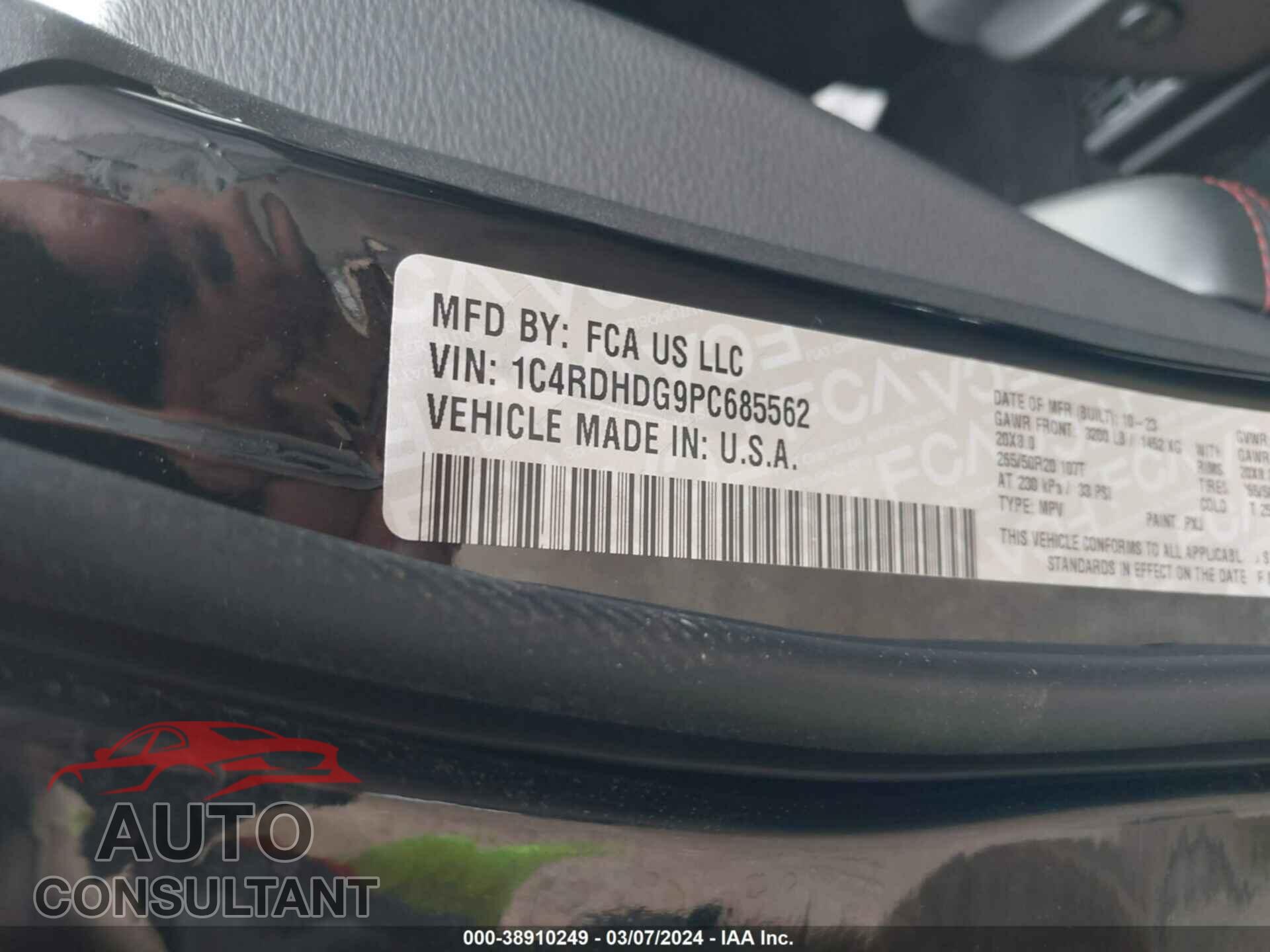 DODGE DURANGO 2023 - 1C4RDHDG9PC685562