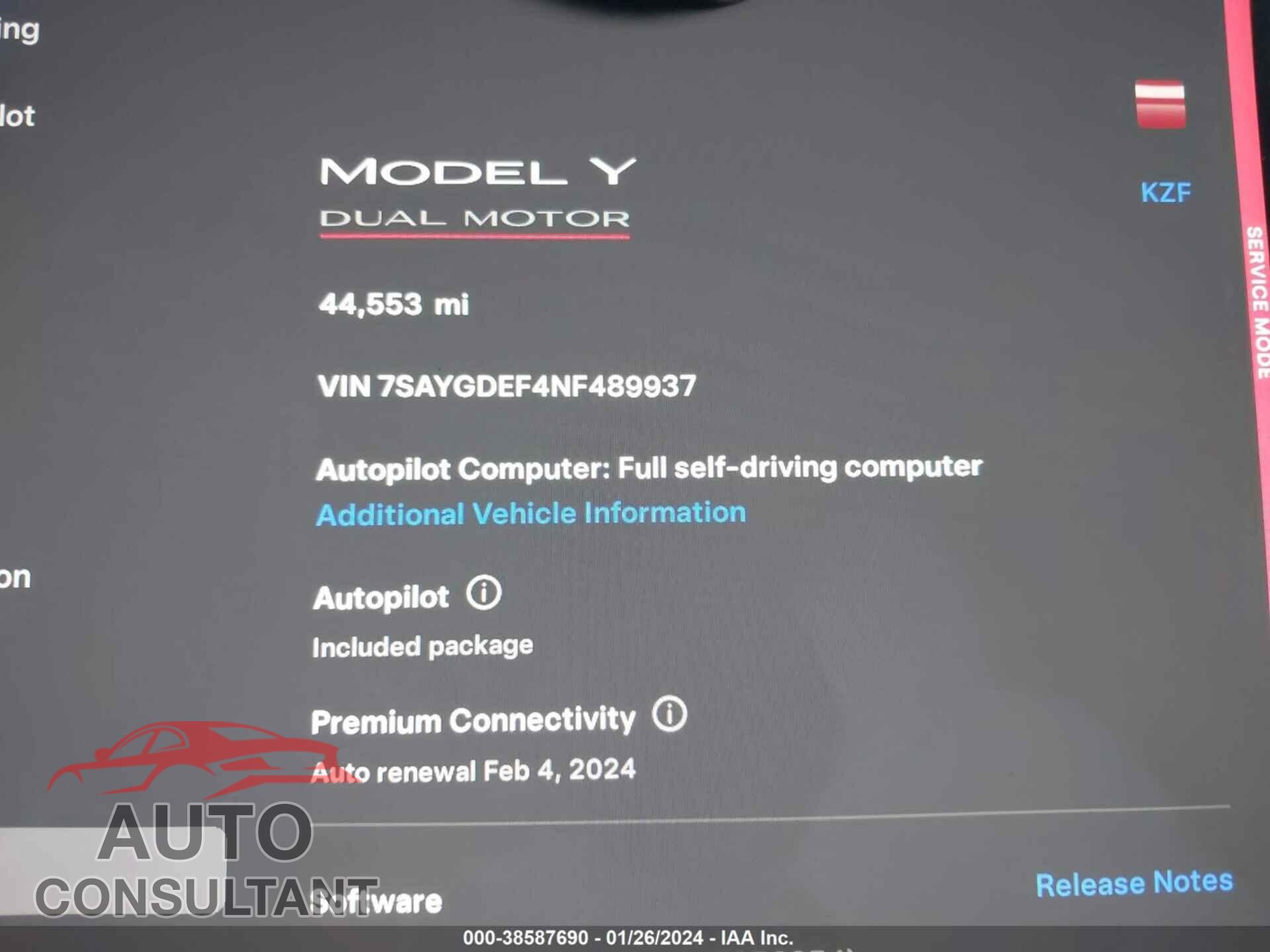 TESLA MODEL Y 2022 - 7SAYGDEF4NF489937