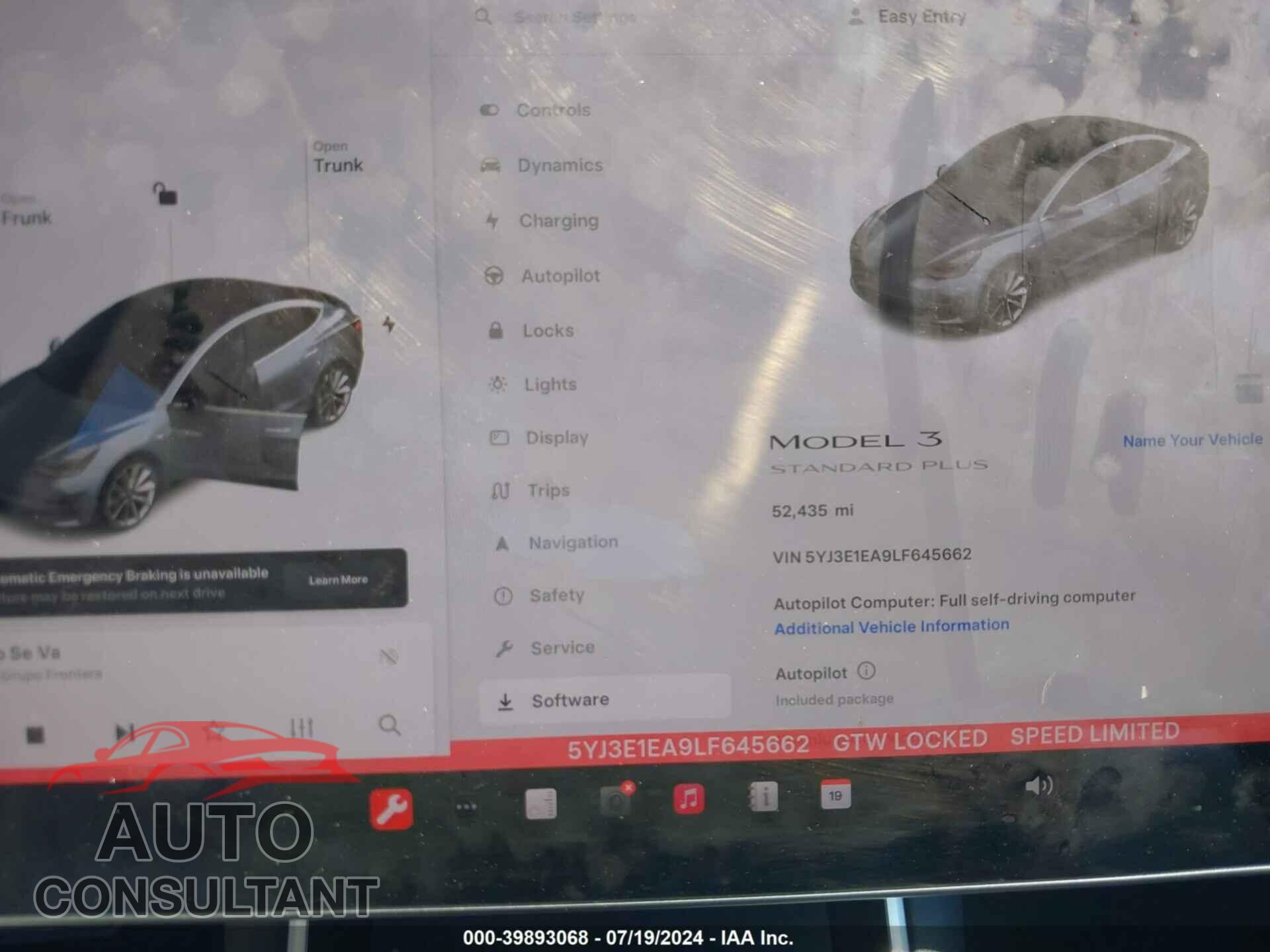 TESLA MODEL 3 2020 - 5YJ3E1EA9LF645662