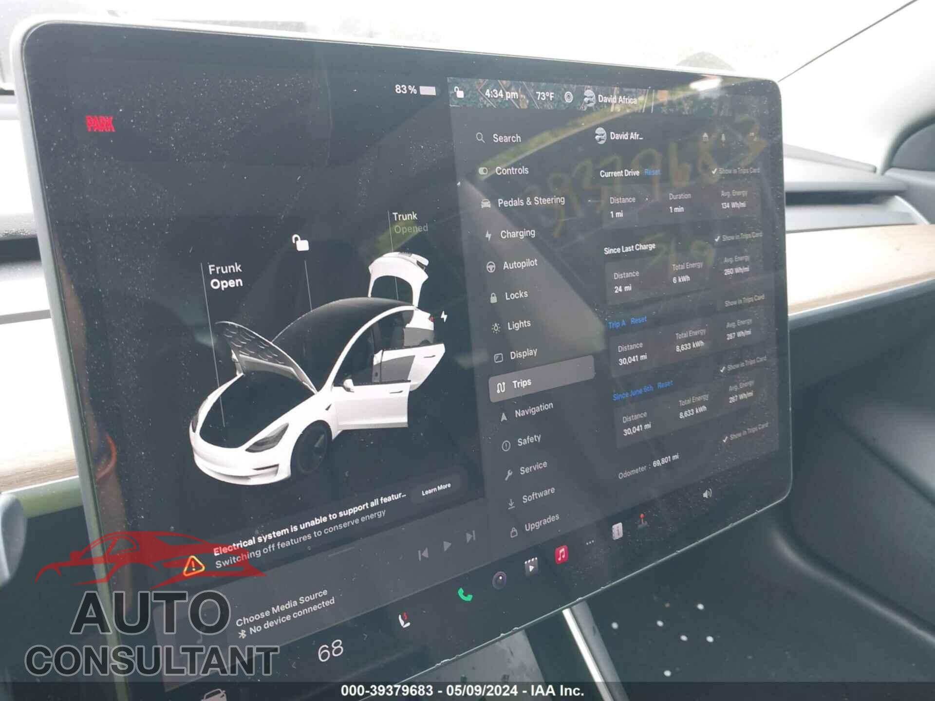 TESLA MODEL 3 2019 - 5YJ3E1EA9KF483630