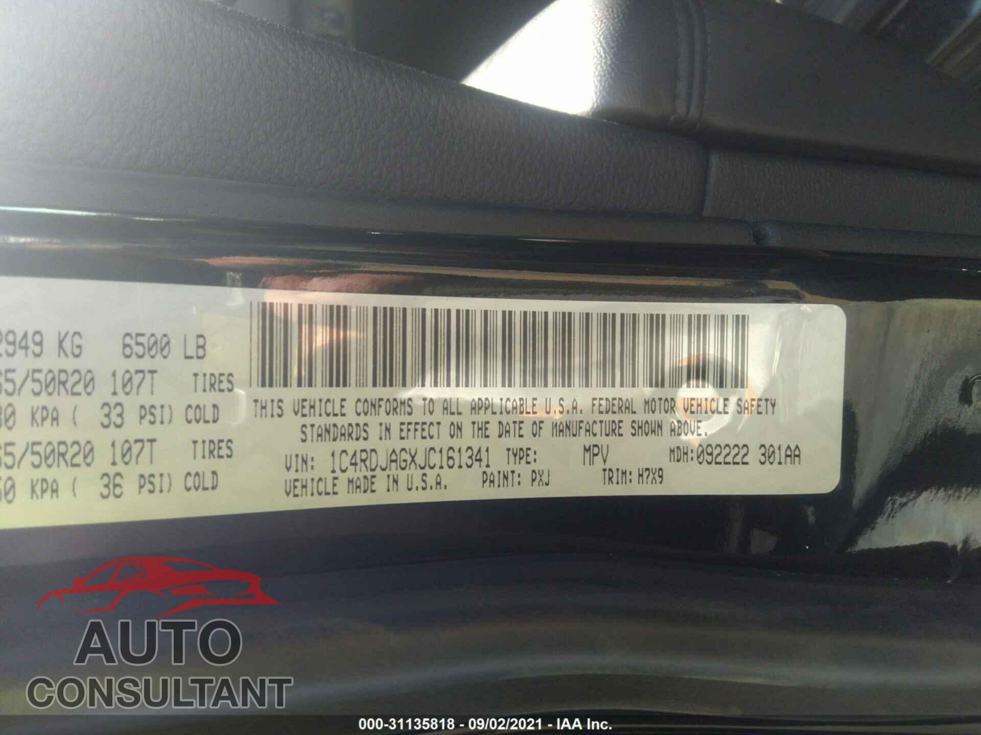 DODGE DURANGO 2018 - 1C4RDJAGXJC161341