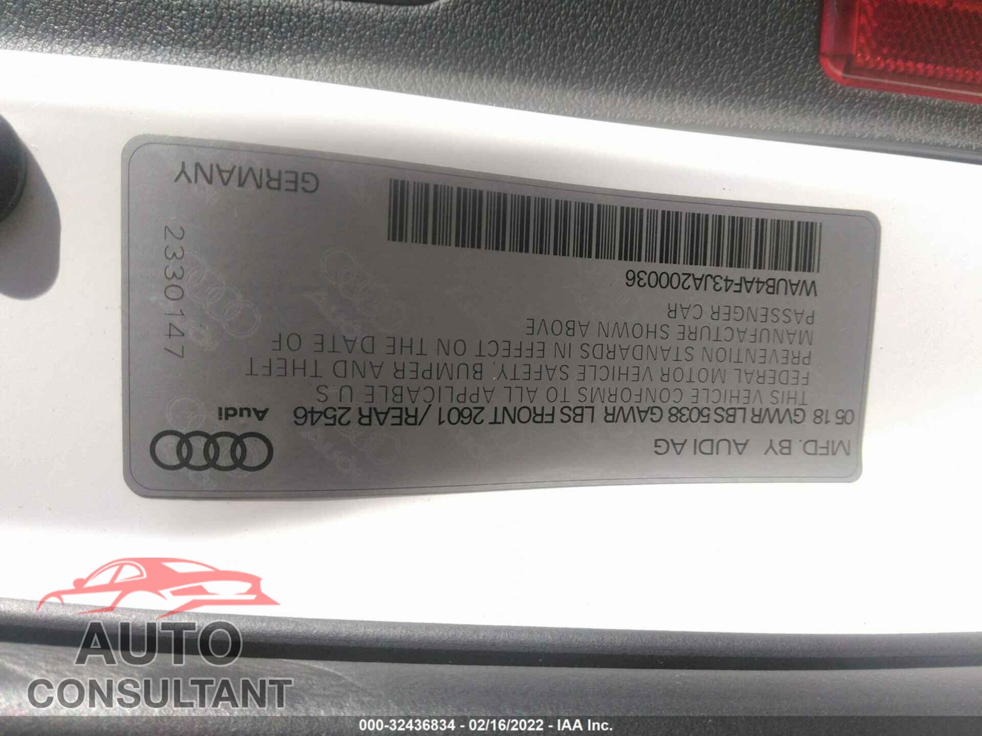 AUDI S4 2018 - WAUB4AF43JA200036