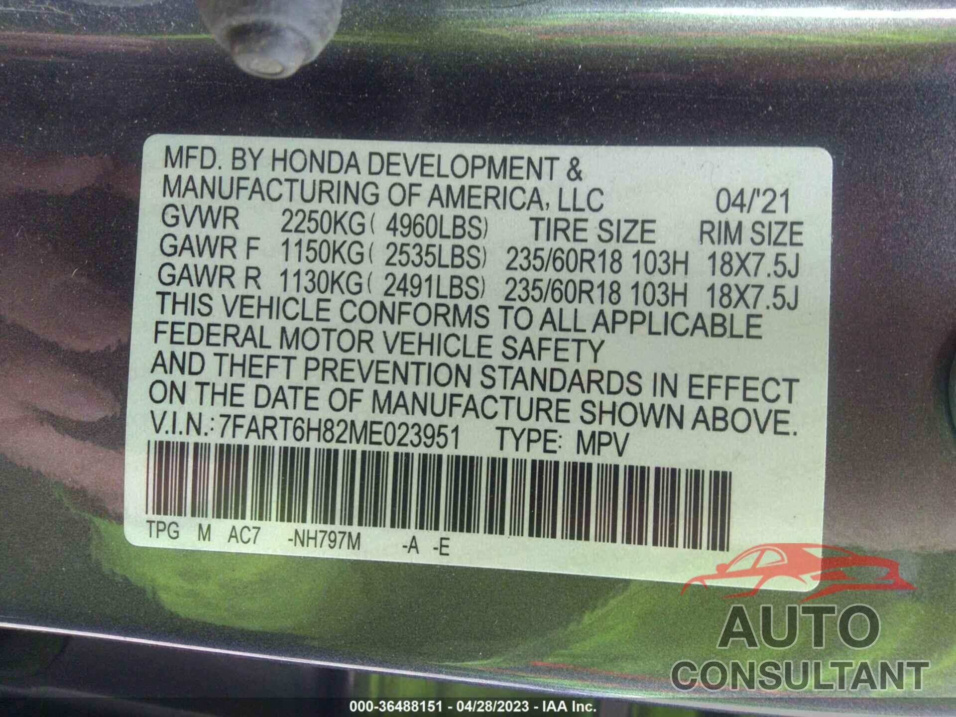 HONDA CR-V HYBRID 2021 - 7FART6H82ME023951