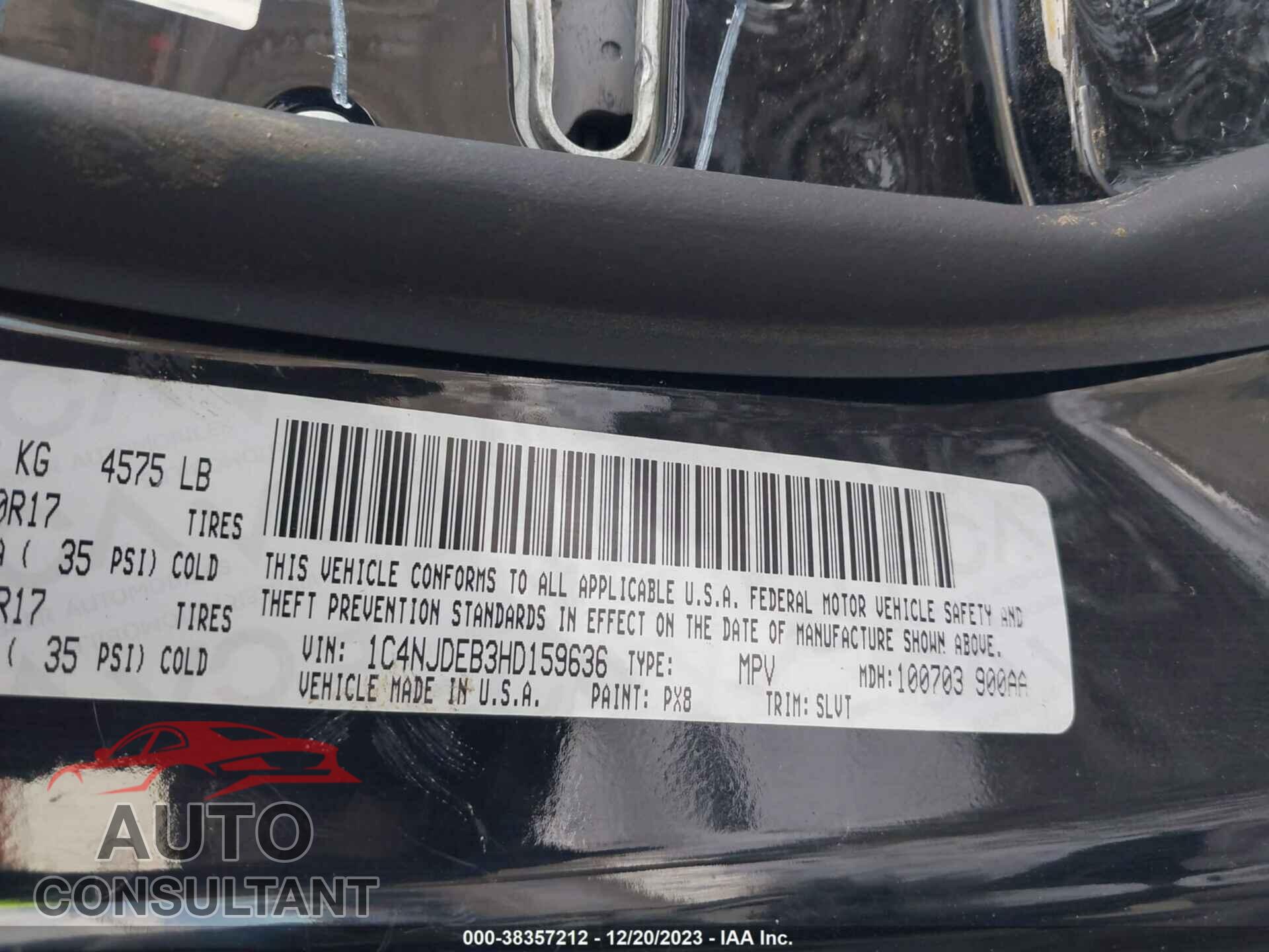 JEEP COMPASS 2017 - 1C4NJDEB3HD159636