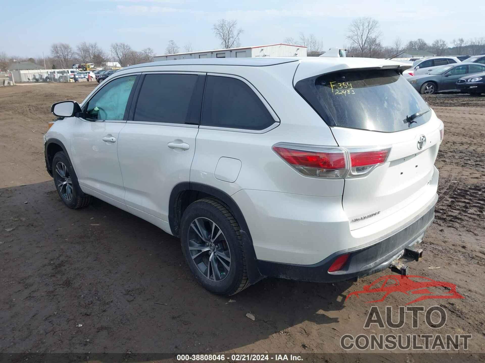 TOYOTA HIGHLANDER 2016 - 5TDJKRFH2GS505934