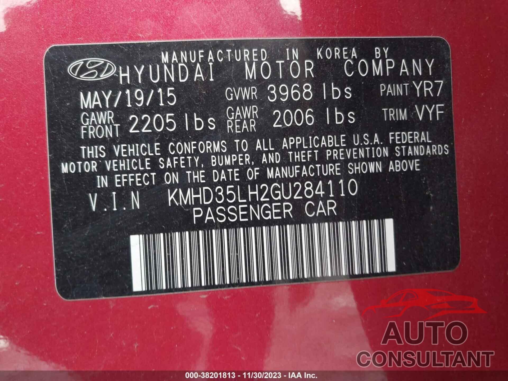 HYUNDAI ELANTRA GT 2016 - KMHD35LH2GU284110