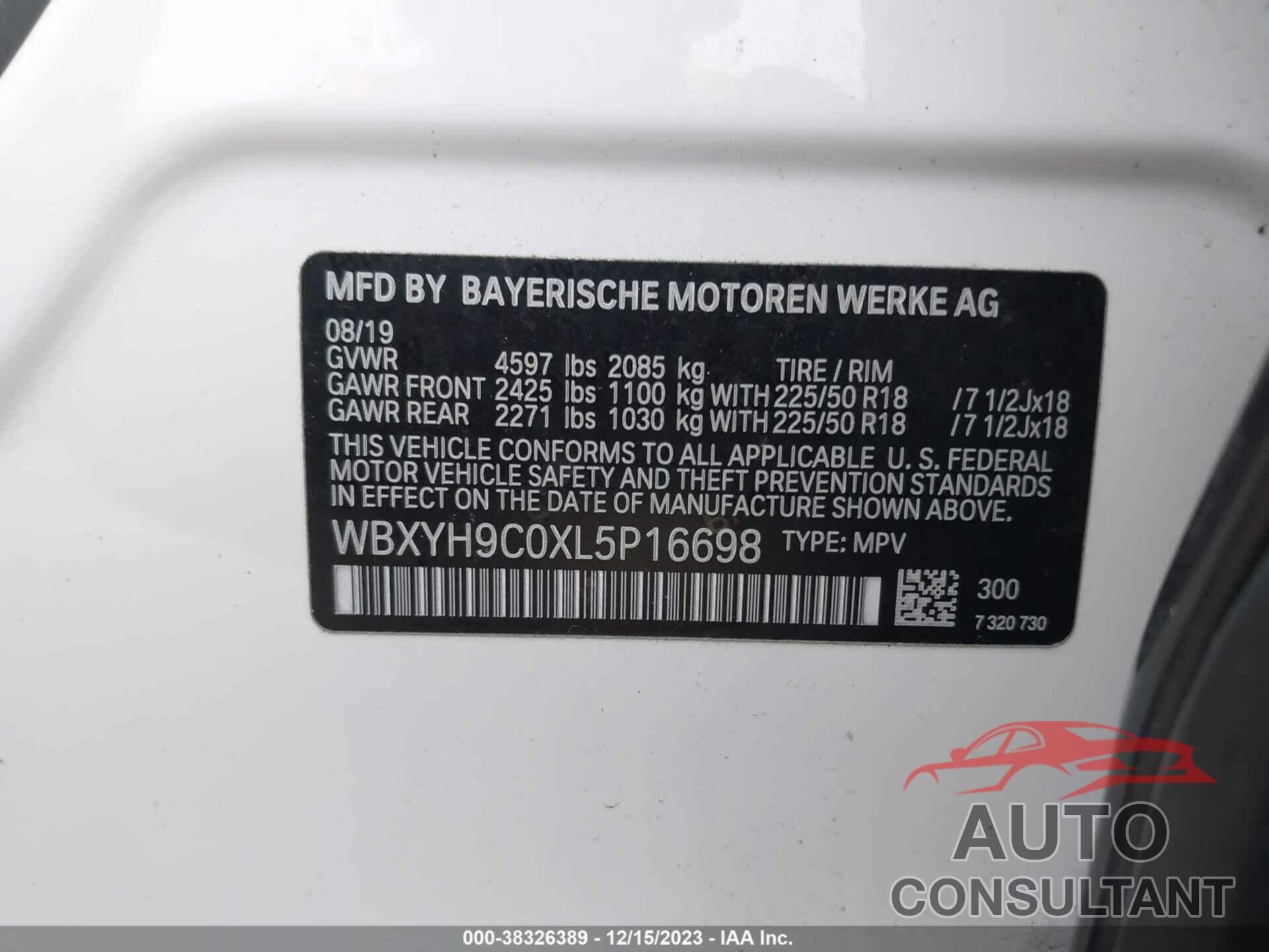 BMW X2 2020 - WBXYH9C0XL5P16698
