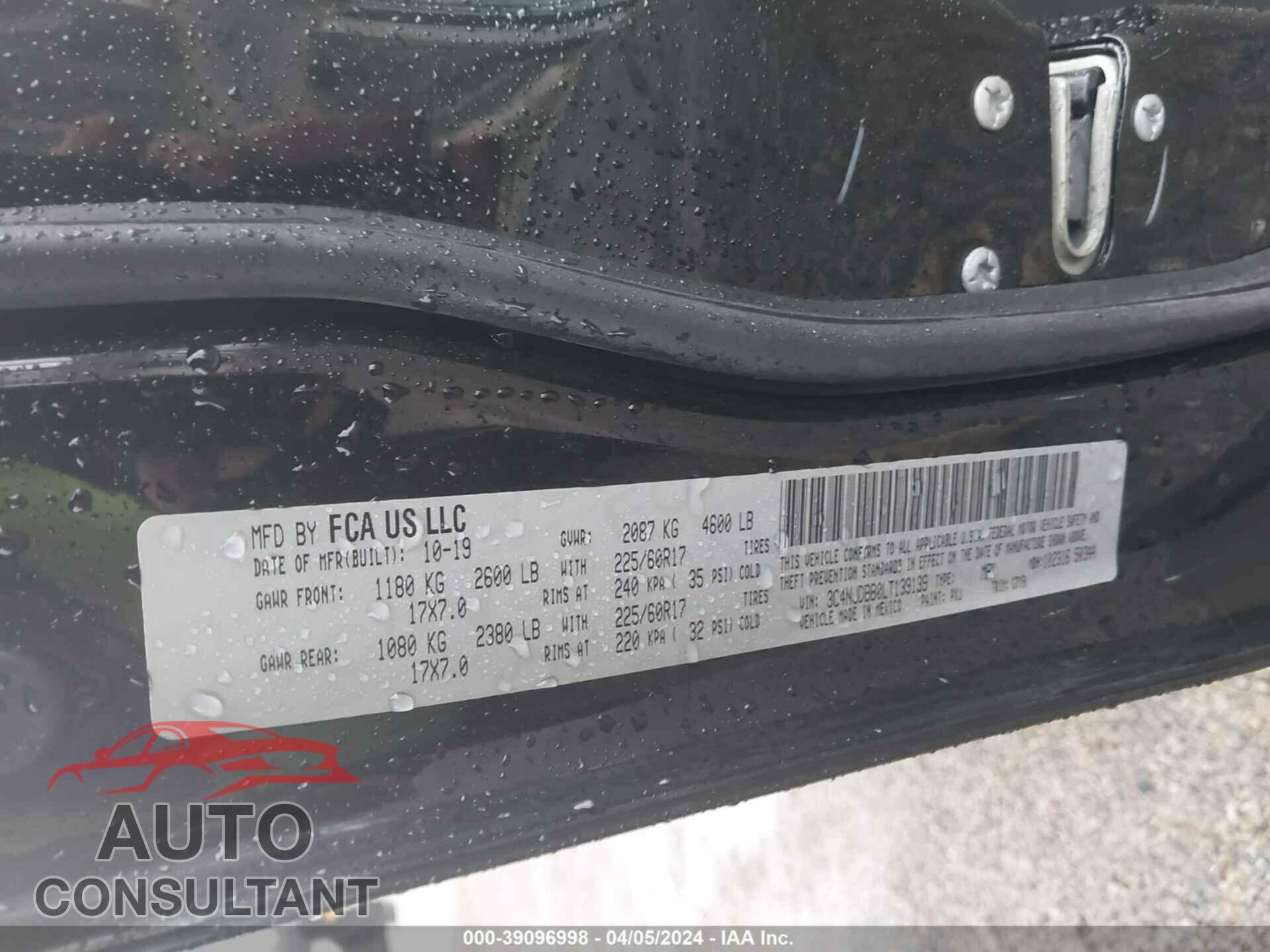JEEP COMPASS 2020 - 3C4NJDBB0LT139139