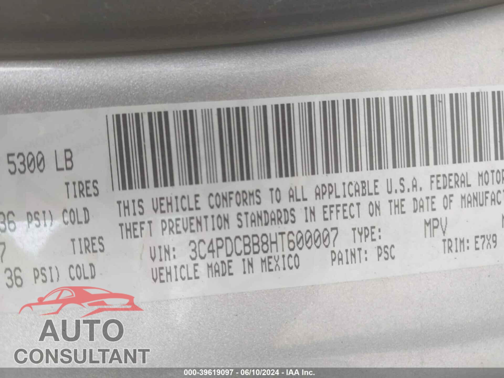 DODGE JOURNEY 2017 - 3C4PDCBB8HT600007
