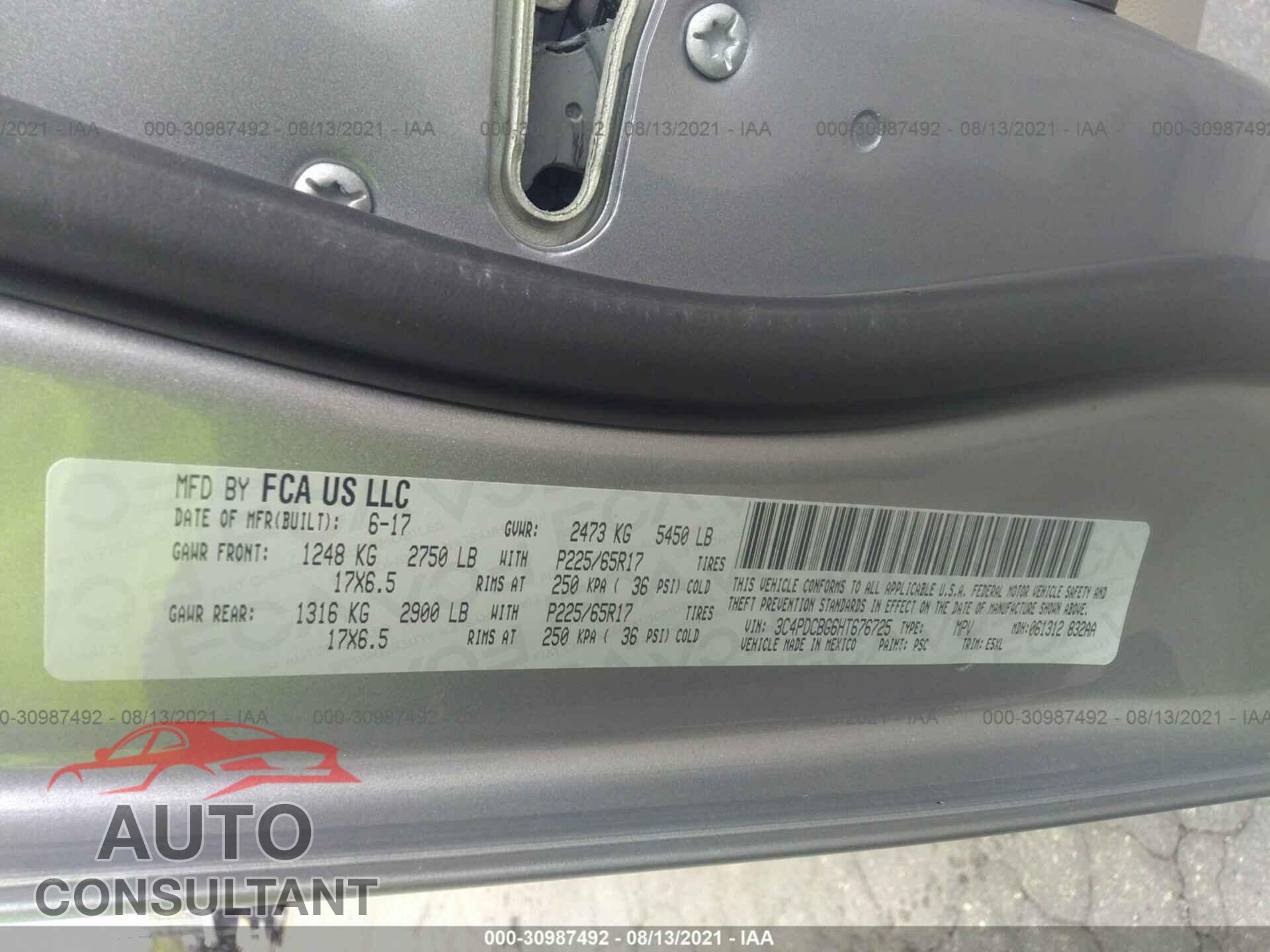 DODGE JOURNEY 2017 - 3C4PDCBG6HT676725