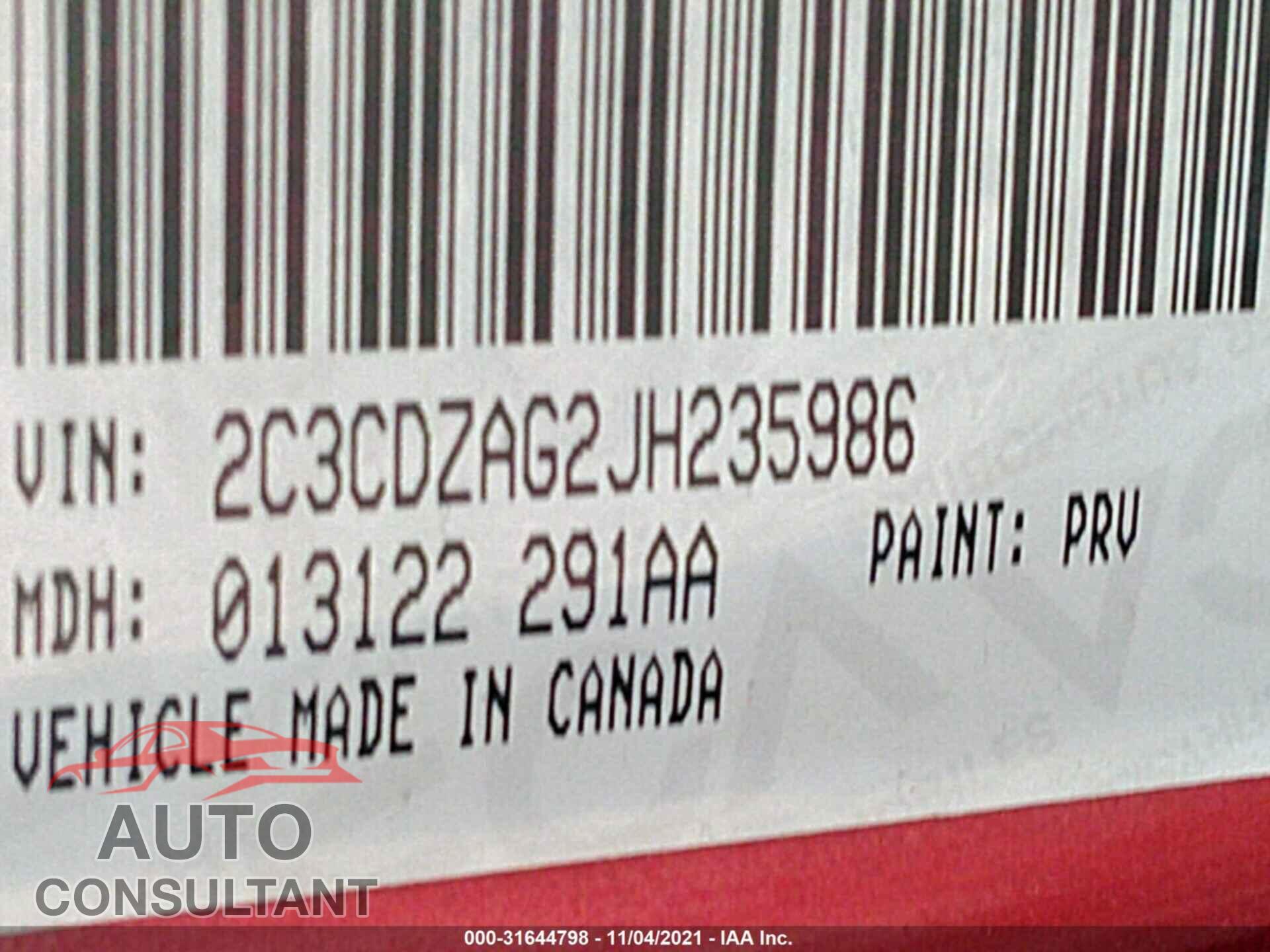 DODGE CHALLENGER 2018 - 2C3CDZAG2JH235986