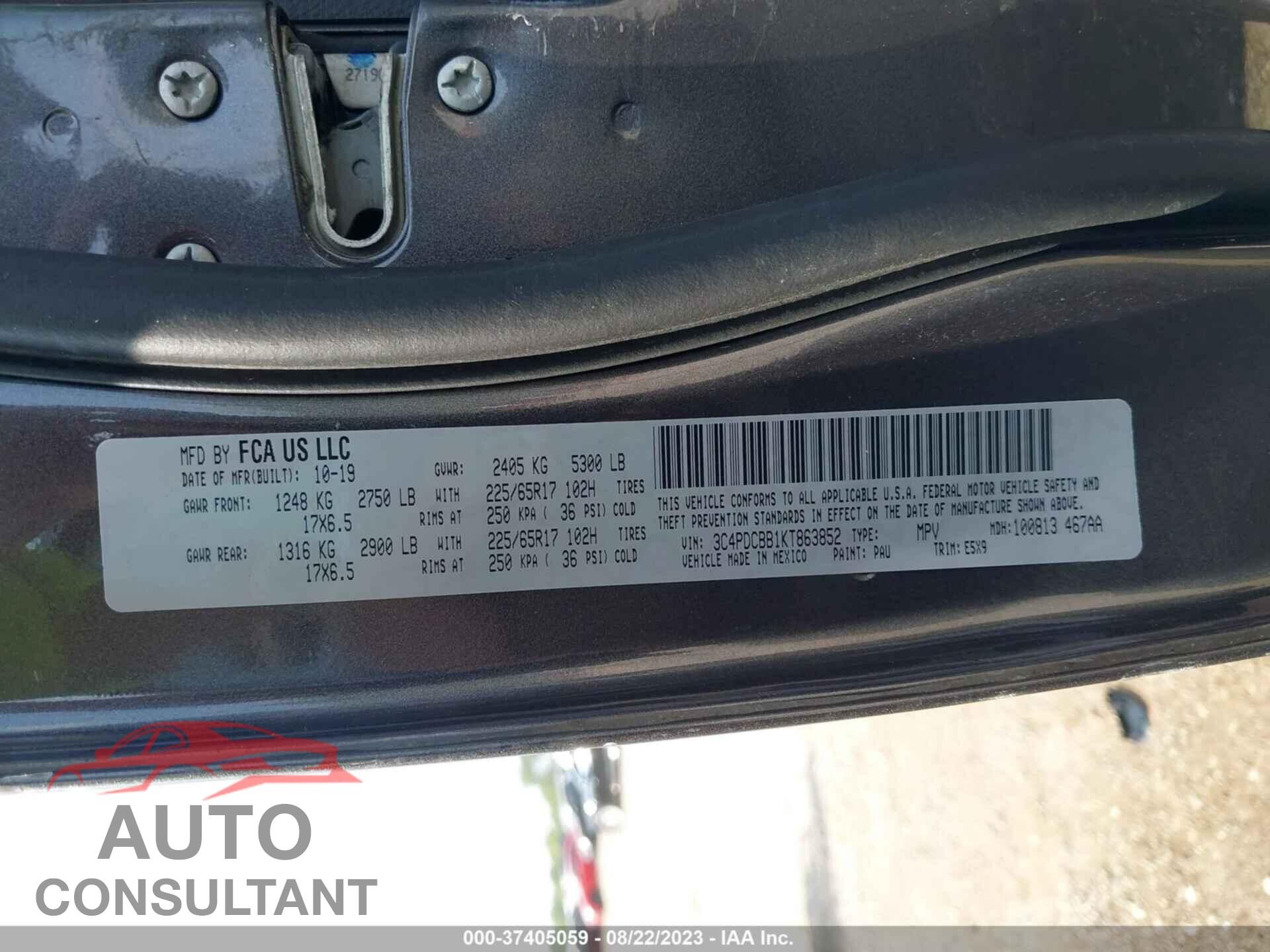 DODGE JOURNEY 2019 - 3C4PDCBB1KT863852