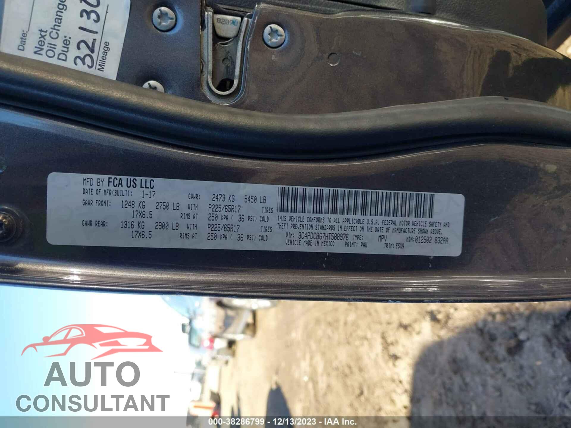 DODGE JOURNEY 2017 - 3C4PDCBG7HT588976