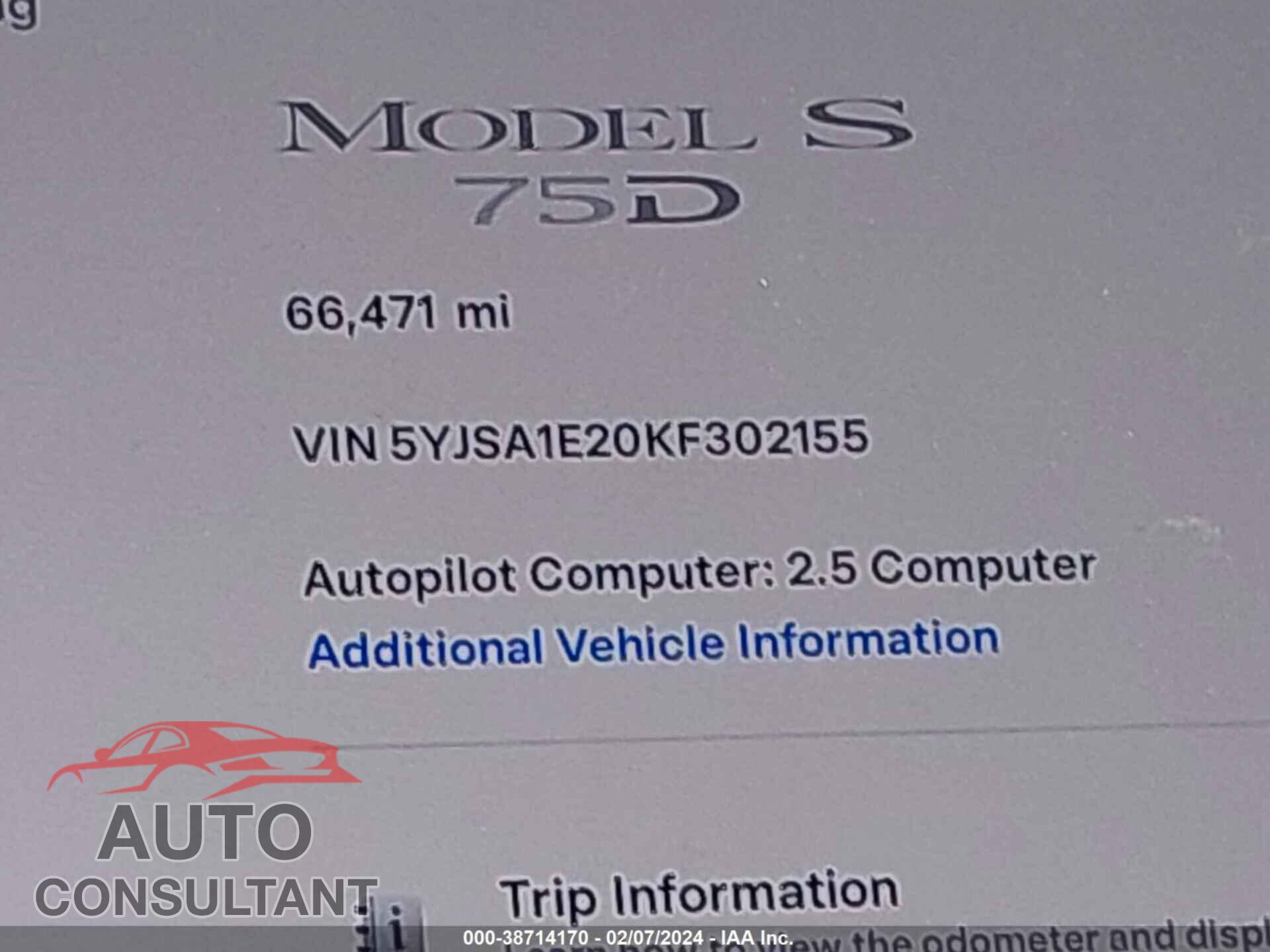 TESLA MODEL S 2019 - 5YJSA1E20KF302155