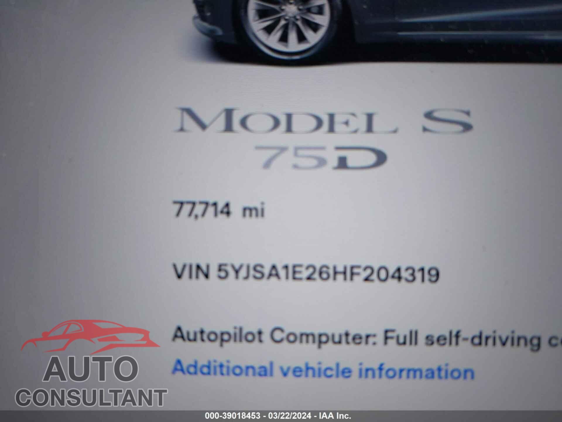 TESLA MODEL S 2017 - 5YJSA1E26HF204319