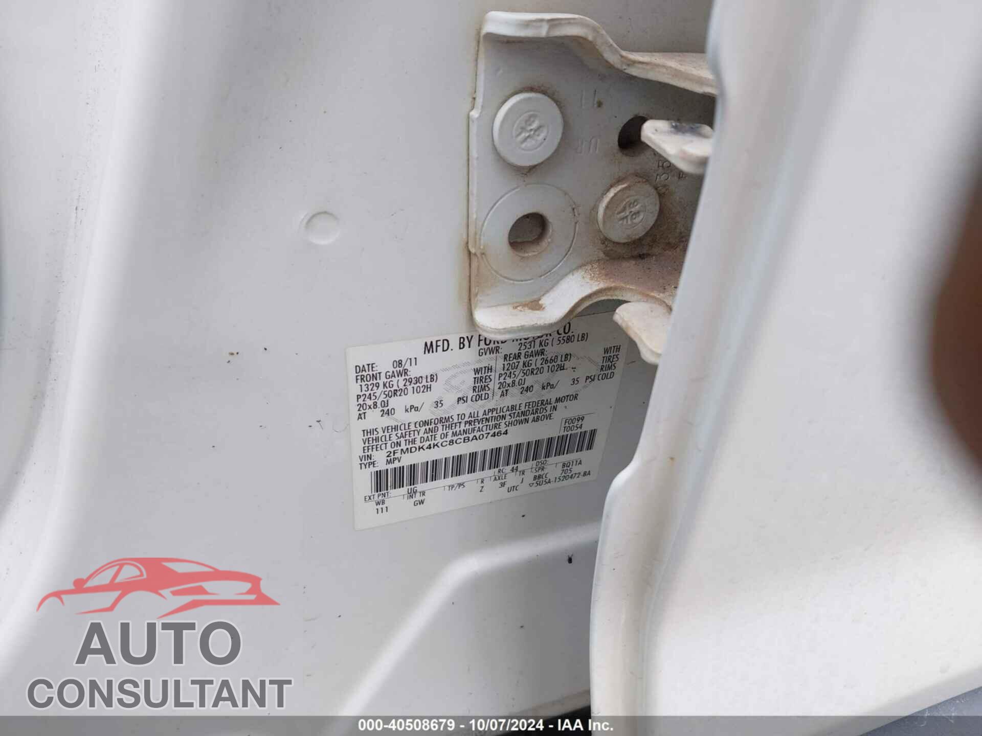 FORD EDGE 2012 - 2FMDK4KC8CBA07464