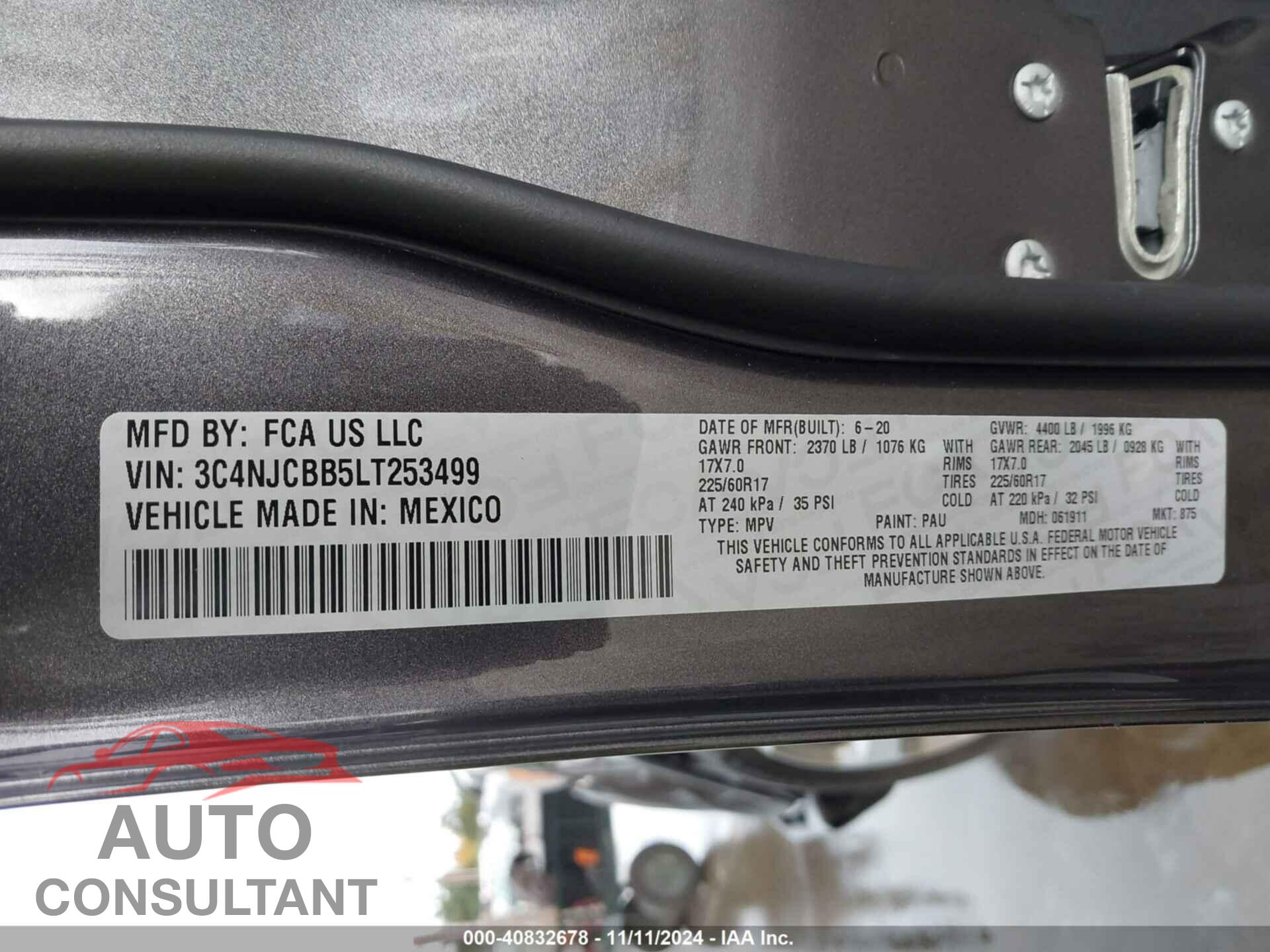 JEEP COMPASS 2020 - 3C4NJCBB5LT253499