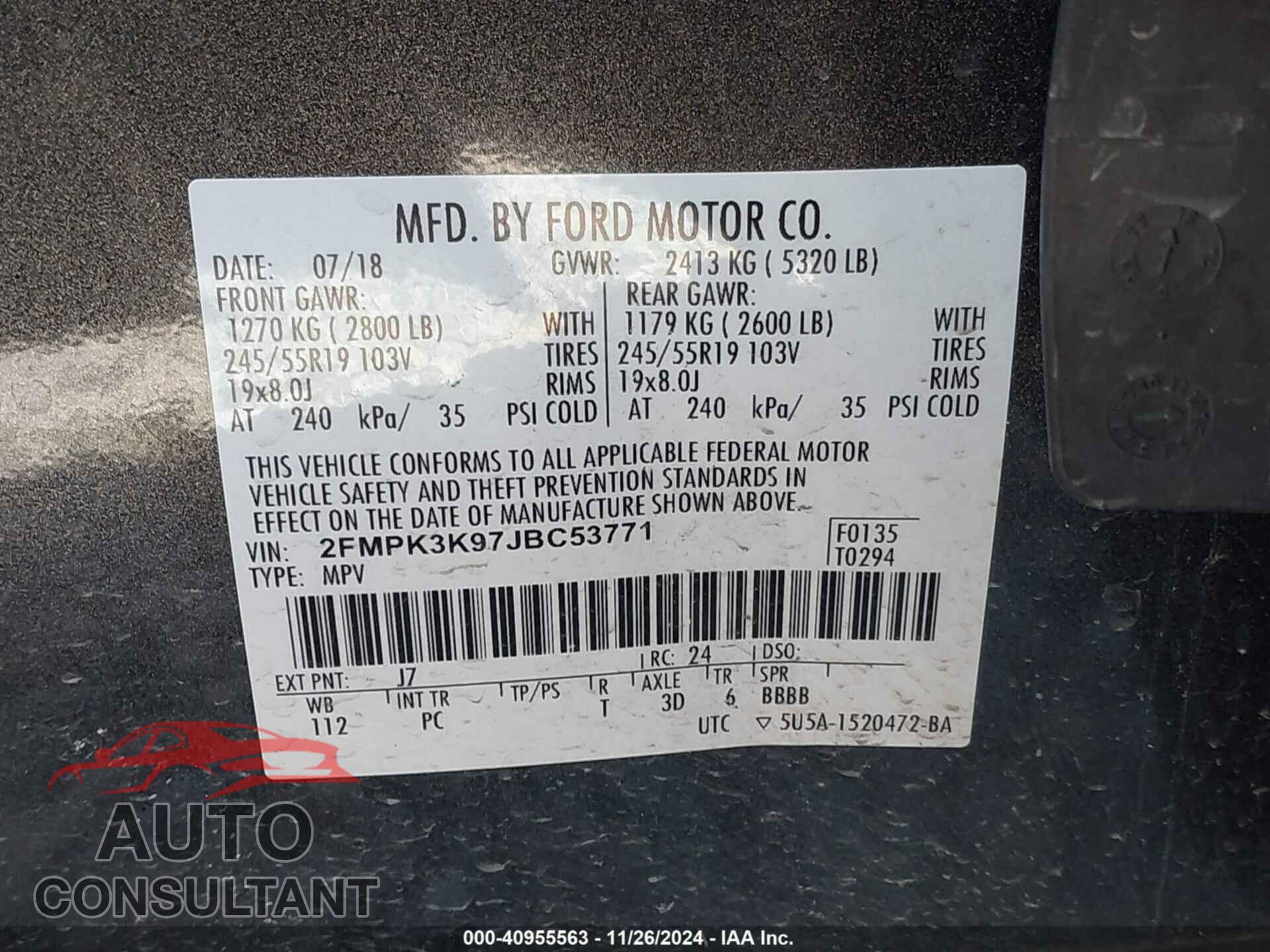 FORD EDGE 2018 - 2FMPK3K97JBC53771