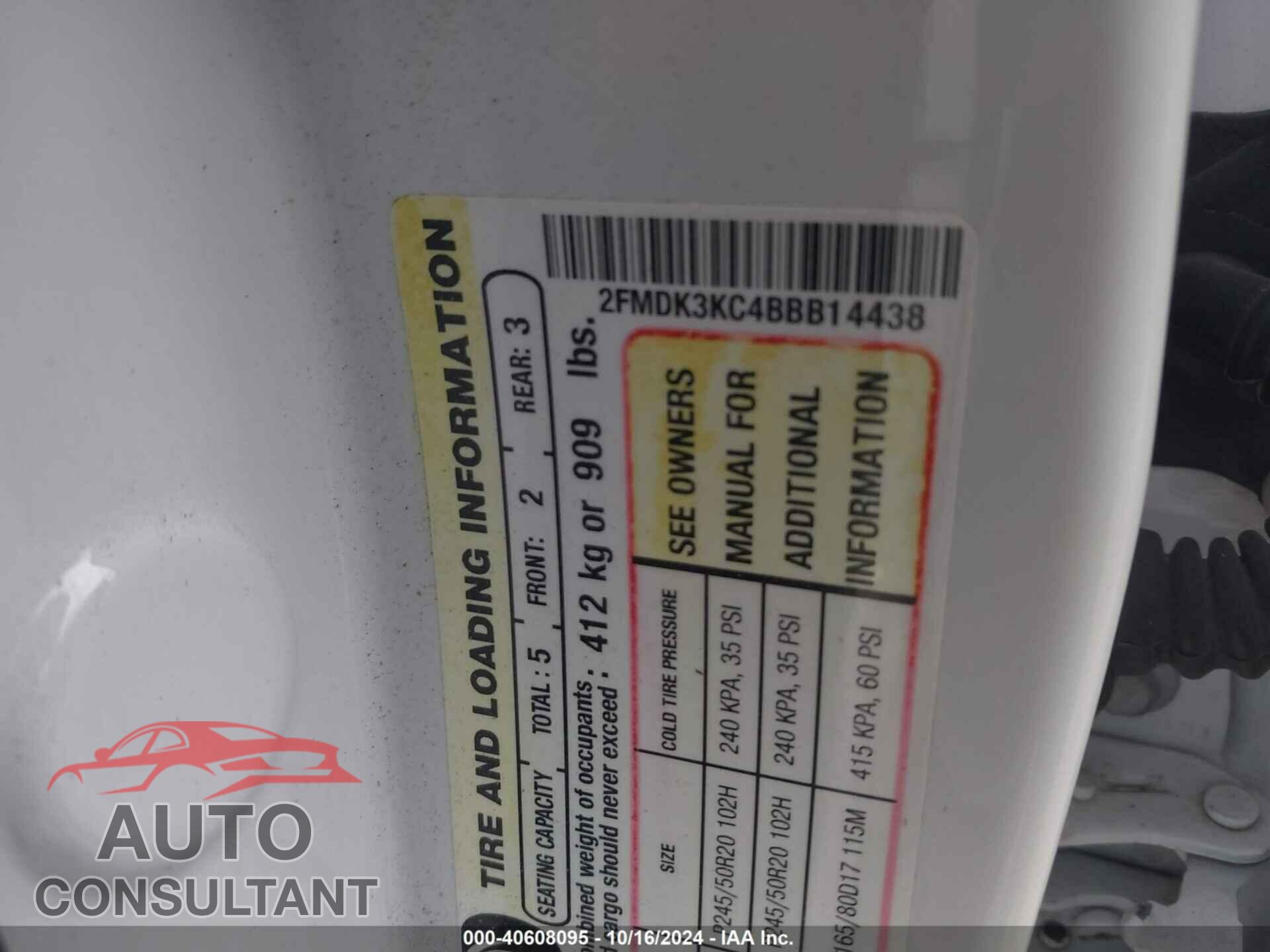 FORD EDGE 2011 - 2FMDK3KC4BBB14438