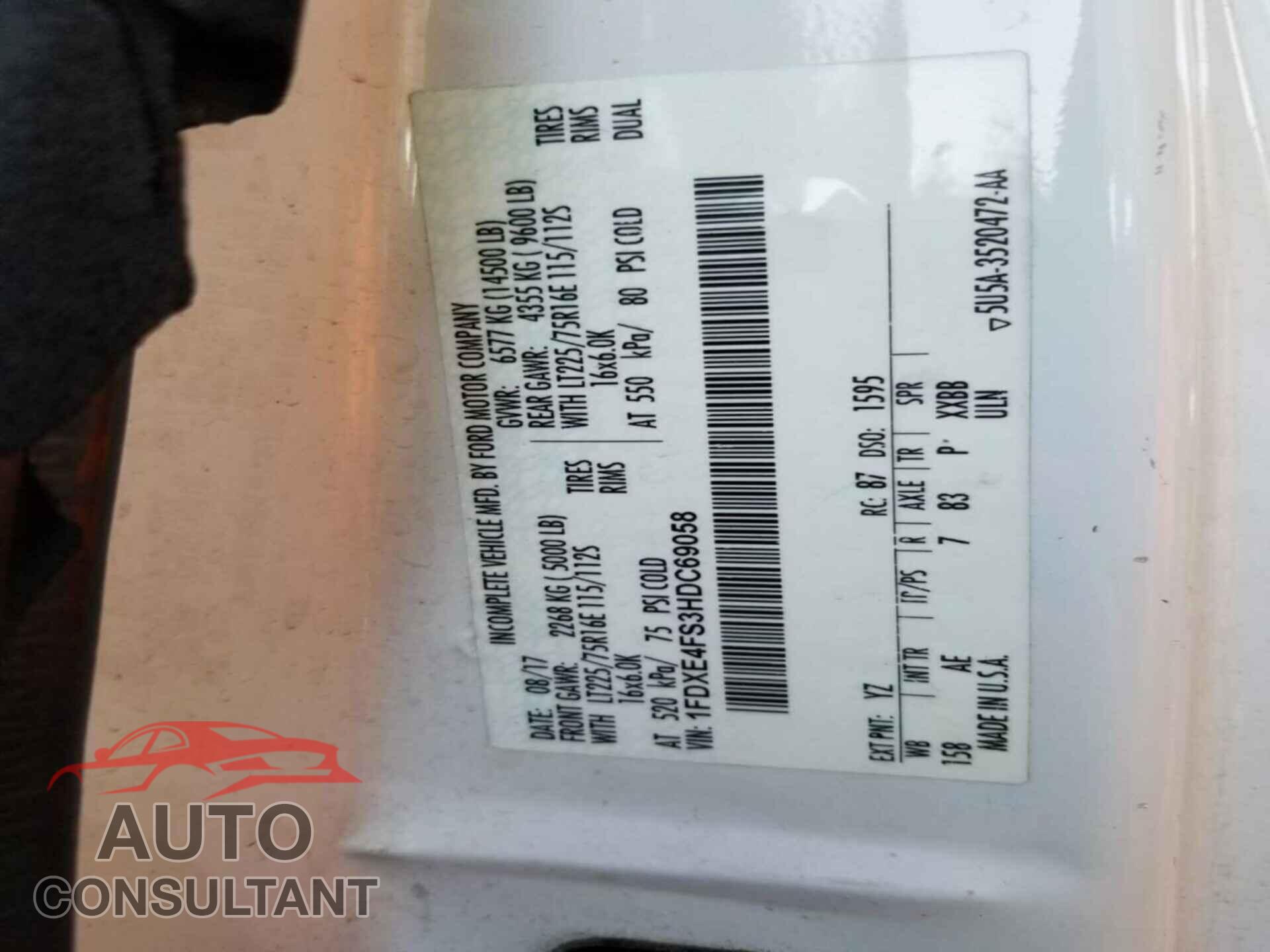FORD ECONOLINE 2017 - 1FDXE4FS3HDC69058