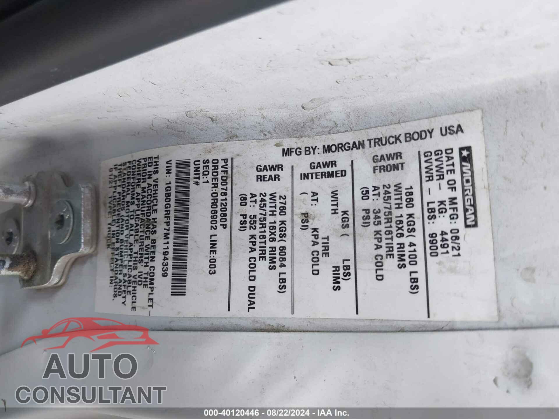 CHEVROLET EXPRESS CUTAWAY 2021 - 1GB0GRFP7M1194339