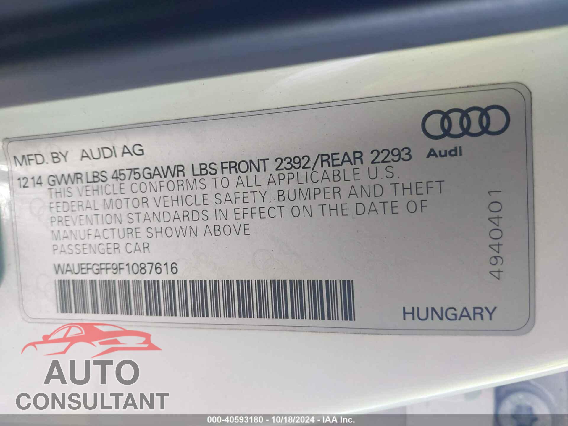 AUDI A3 2015 - WAUEFGFF9F1087616