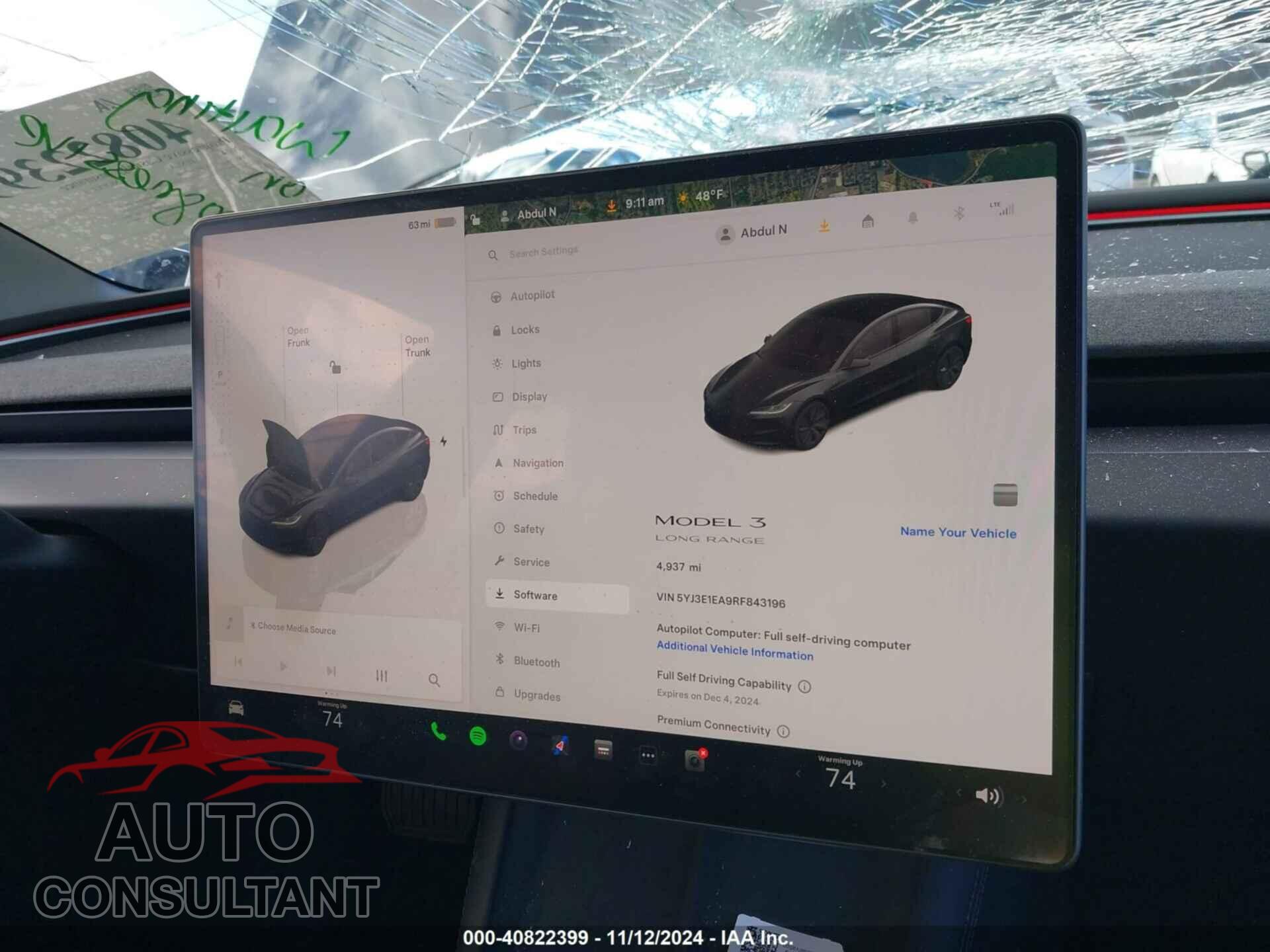 TESLA MODEL 3 2024 - 5YJ3E1EA9RF843196