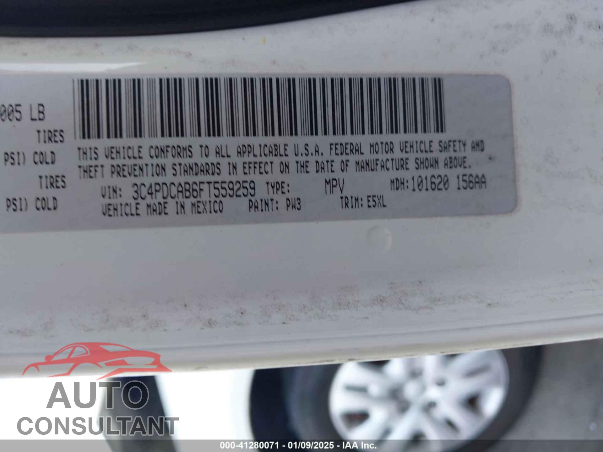DODGE JOURNEY 2015 - 3C4PDCAB6FT559259