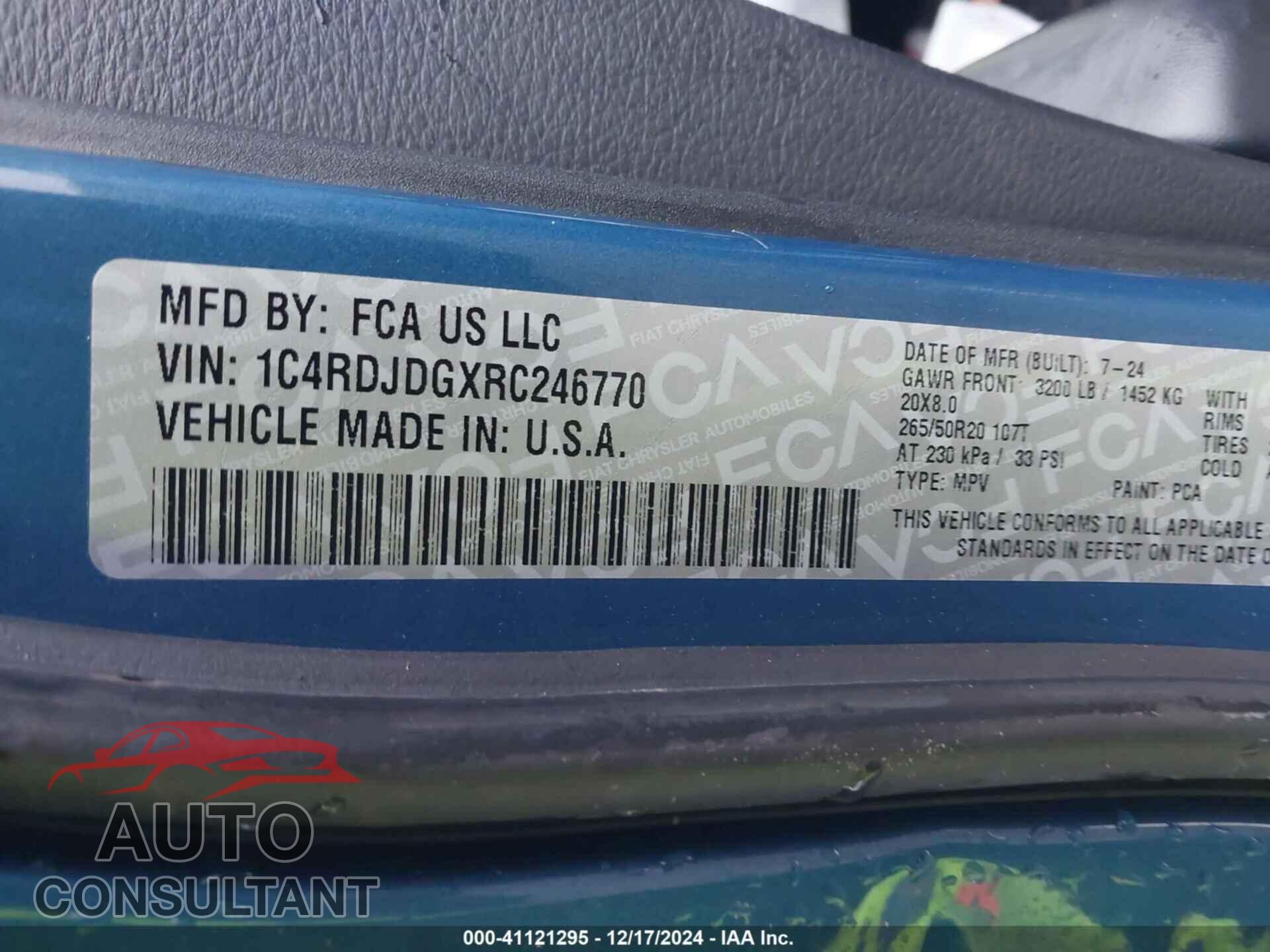DODGE DURANGO 2024 - 1C4RDJDGXRC246770
