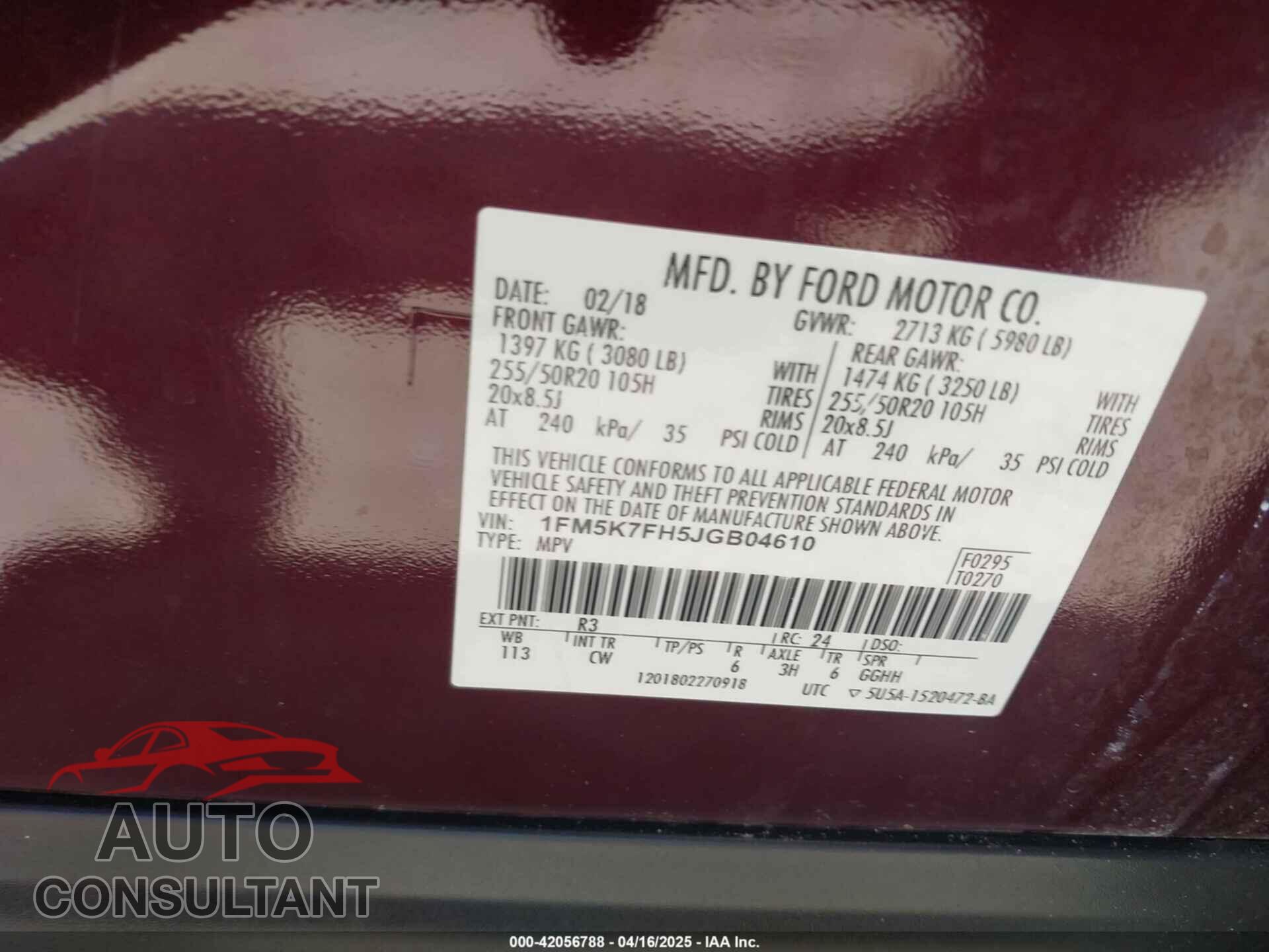 FORD EXPLORER 2018 - 1FM5K7FH5JGB04610