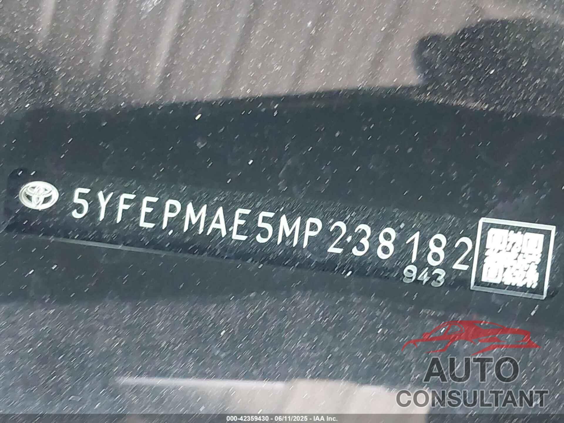 TOYOTA COROLLA 2021 - 5YFEPMAE5MP238182