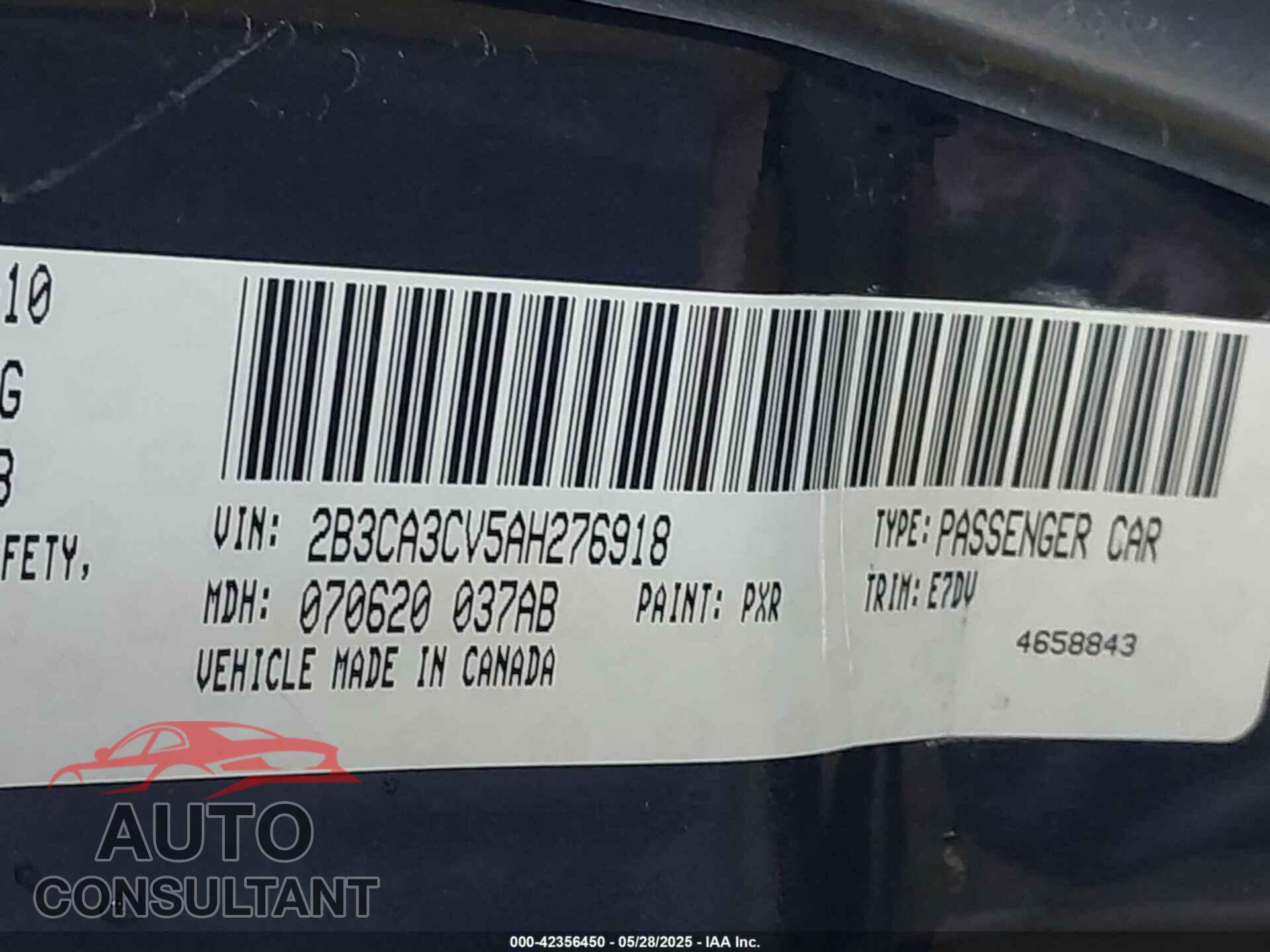 DODGE CHARGER 2010 - 2B3CA3CV5AH276918
