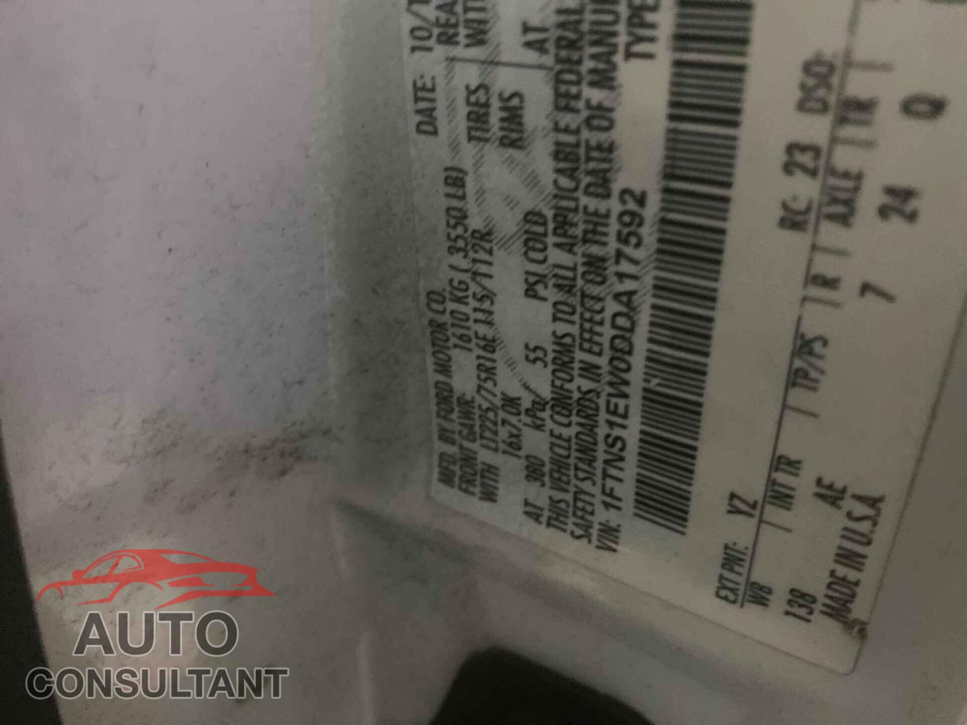 FORD E-150 2013 - 1FTNS1EW0DDA17592