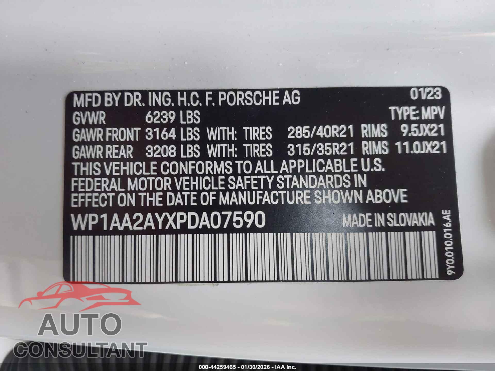 PORSCHE CAYENNE 2023 - WP1AA2AYXPDA07590