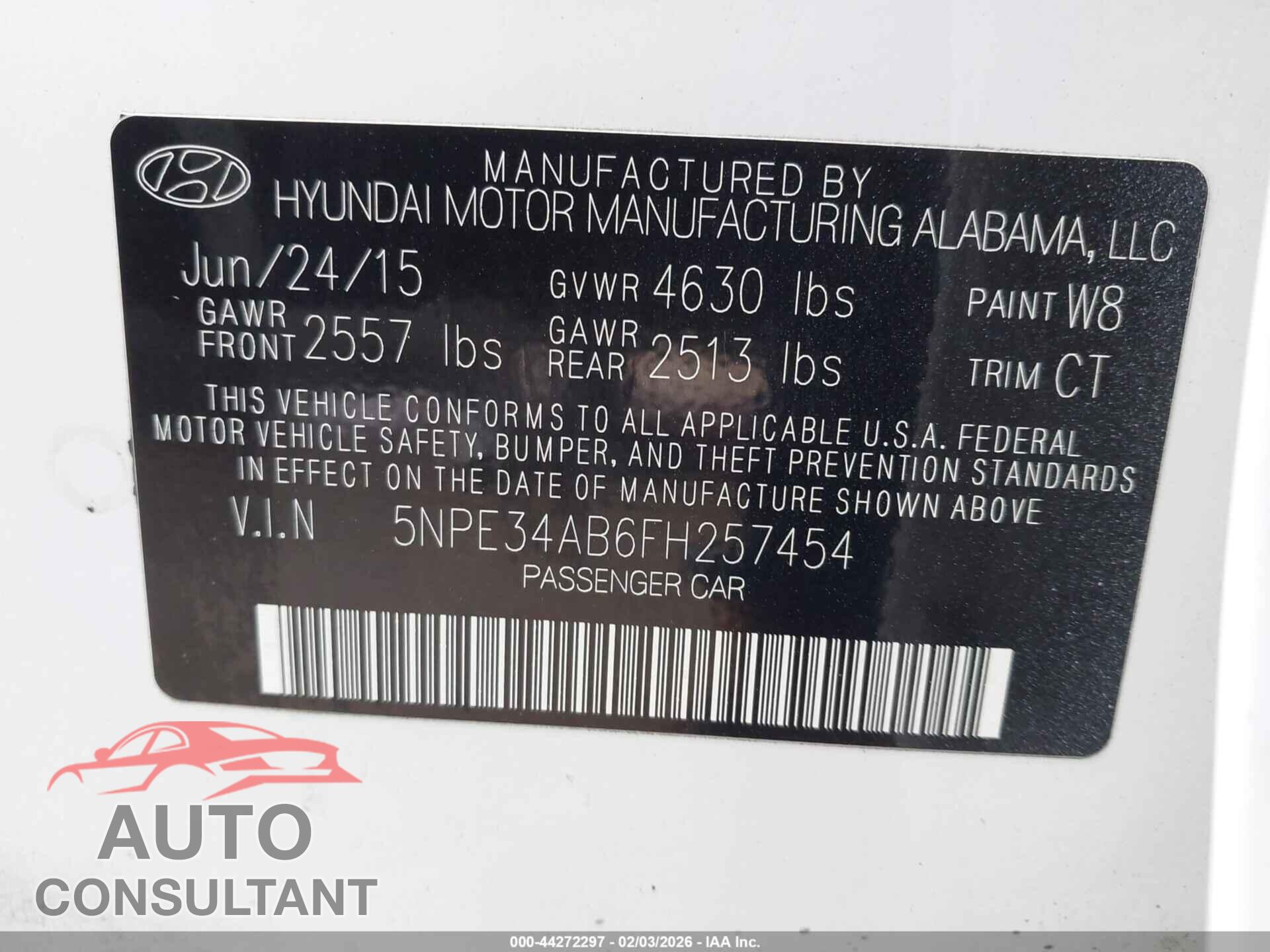 HYUNDAI SONATA 2015 - 5NPE34AB6FH257454